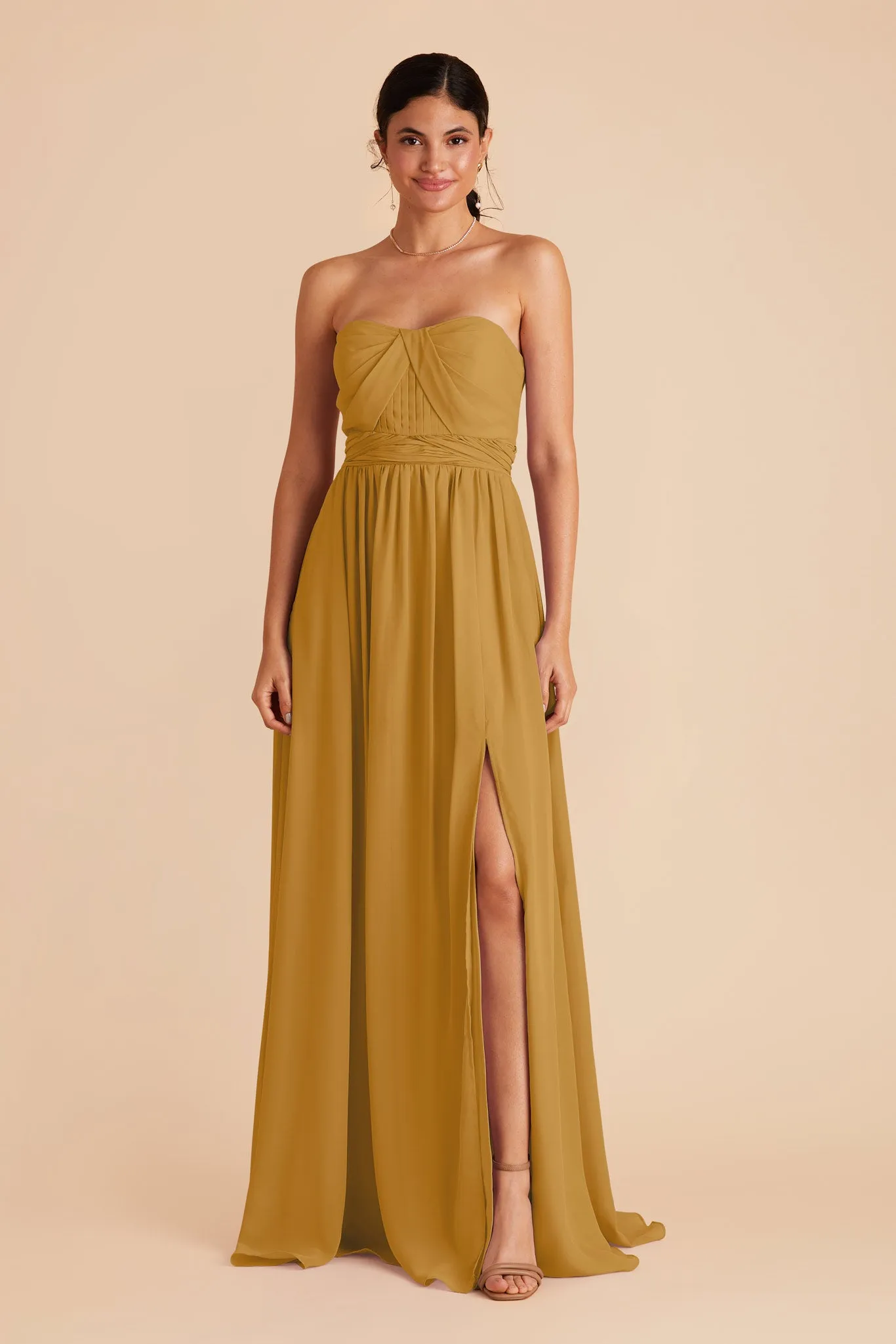 Grace Chiffon Dress With Slit - Marigold sold by Birdy Grey product image thumbnail 3