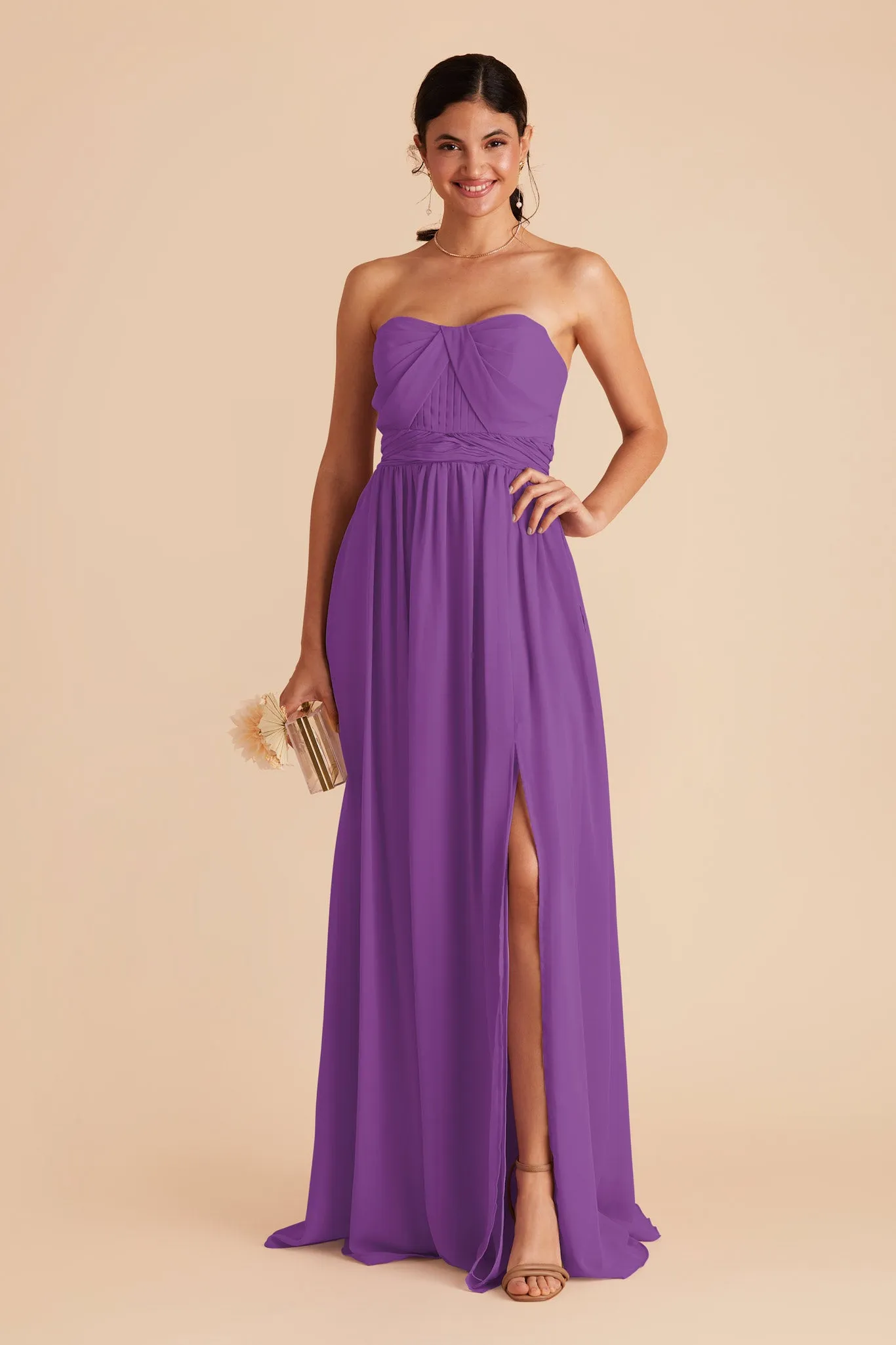 Grace Chiffon Dress With Slit - Amethyst sold by Birdy Grey product image thumbnail 4