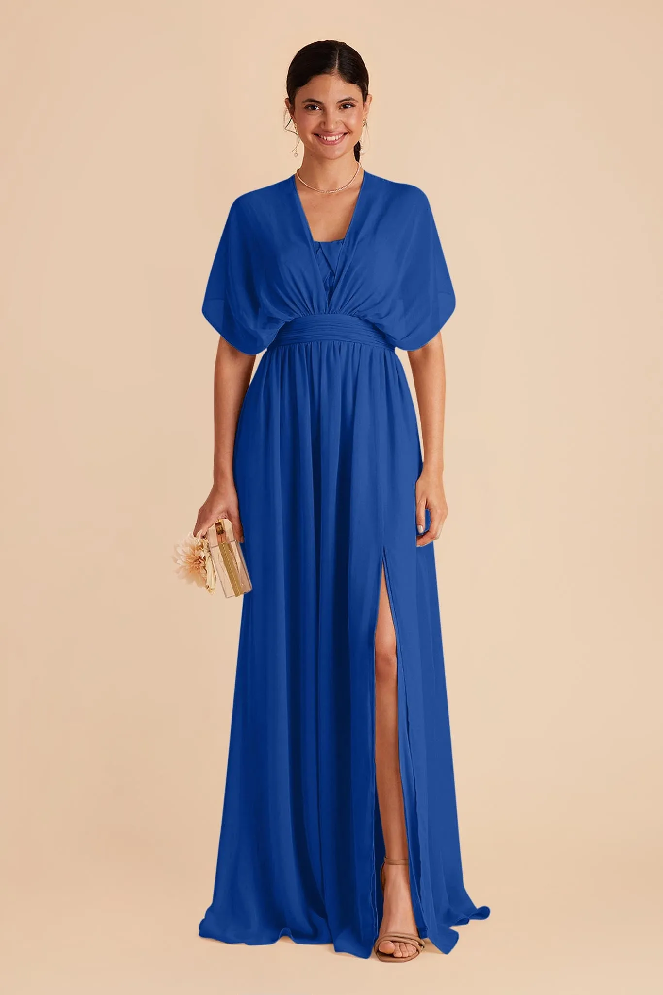 Grace Chiffon Dress With Slit - Cobalt Blue sold by Birdy Grey product image thumbnail 3