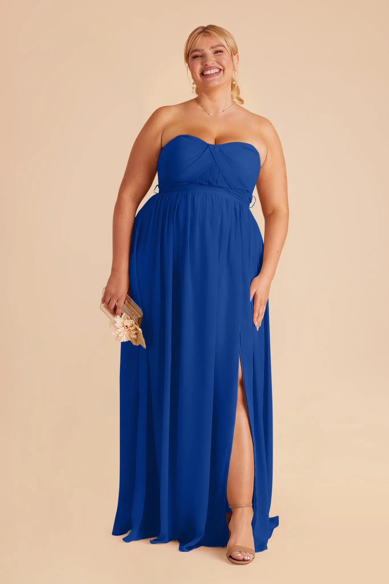 Grace Chiffon Dress With Slit - Cobalt Blue sold by Birdy Grey product image thumbnail 2