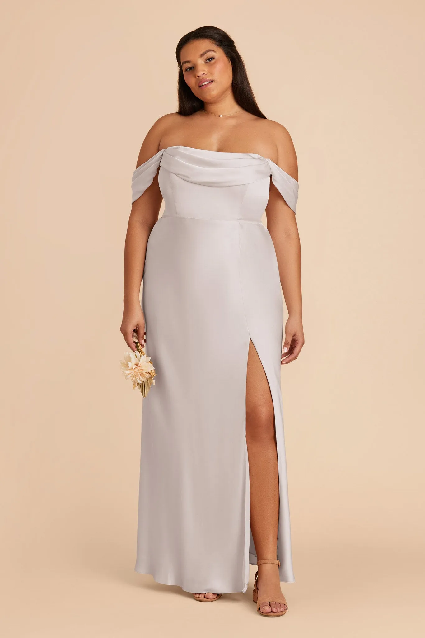 Mia Matte Satin Dress - Platinum sold by Birdy Grey product image thumbnail 2