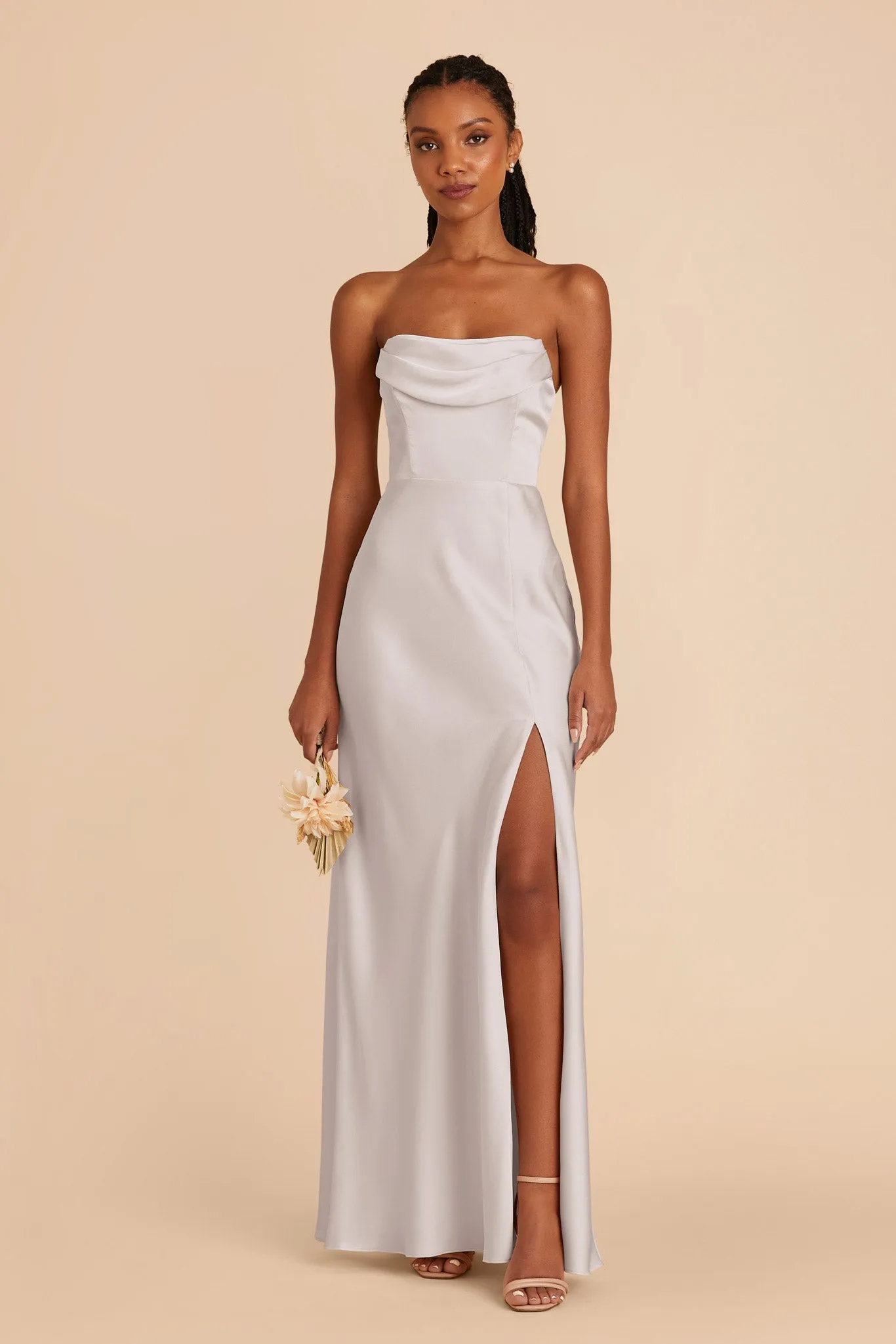 Mia Matte Satin Dress - Platinum sold by Birdy Grey