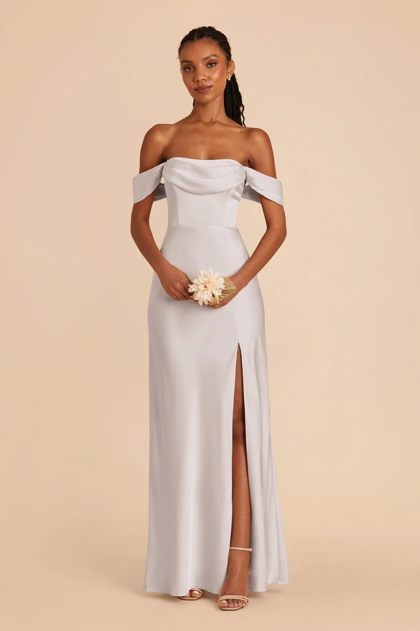 Mia Matte Satin Dress - Platinum sold by Birdy Grey product image thumbnail 5