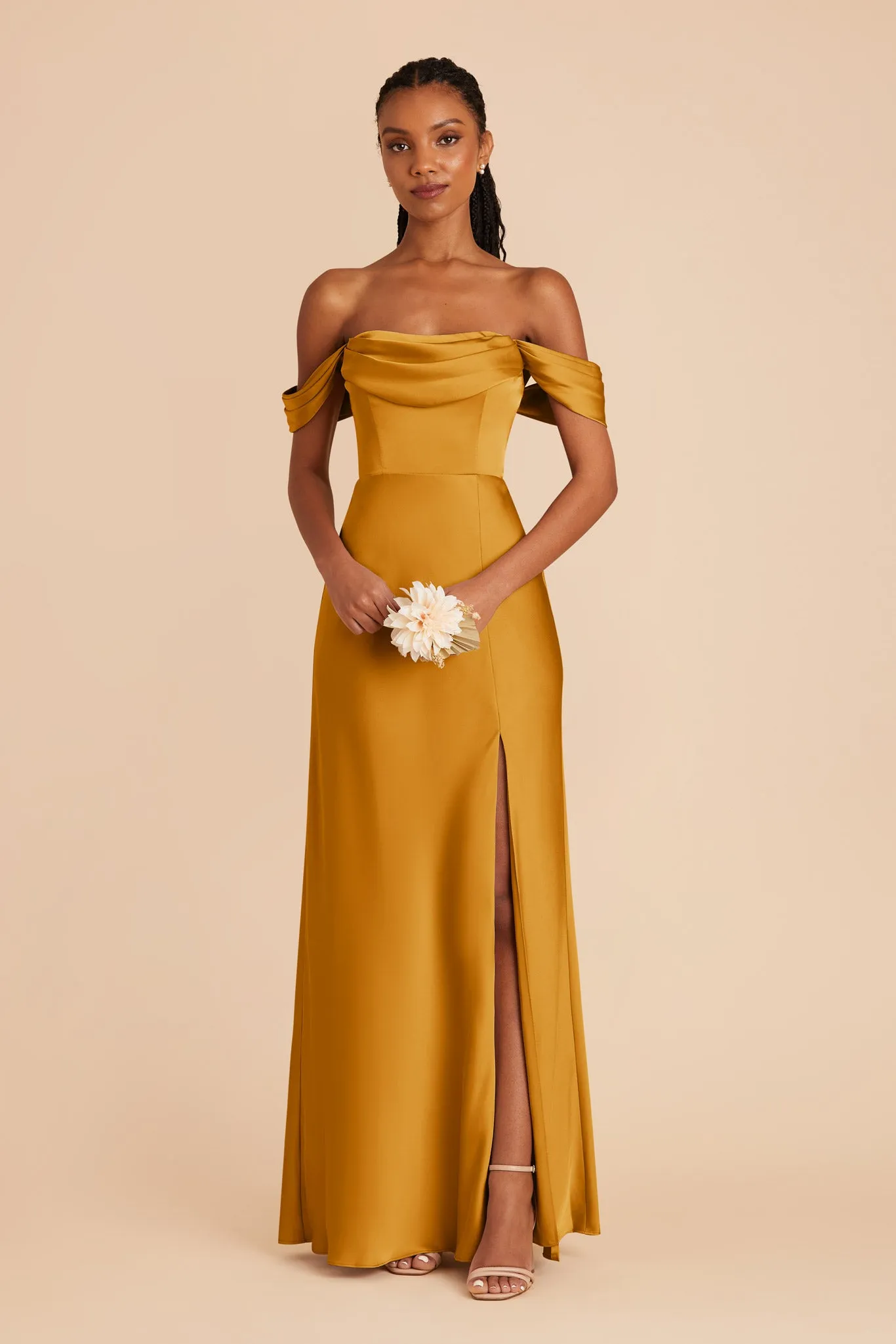 Mia Matte Satin Dress - Butterscotch sold by Birdy Grey product image thumbnail 3