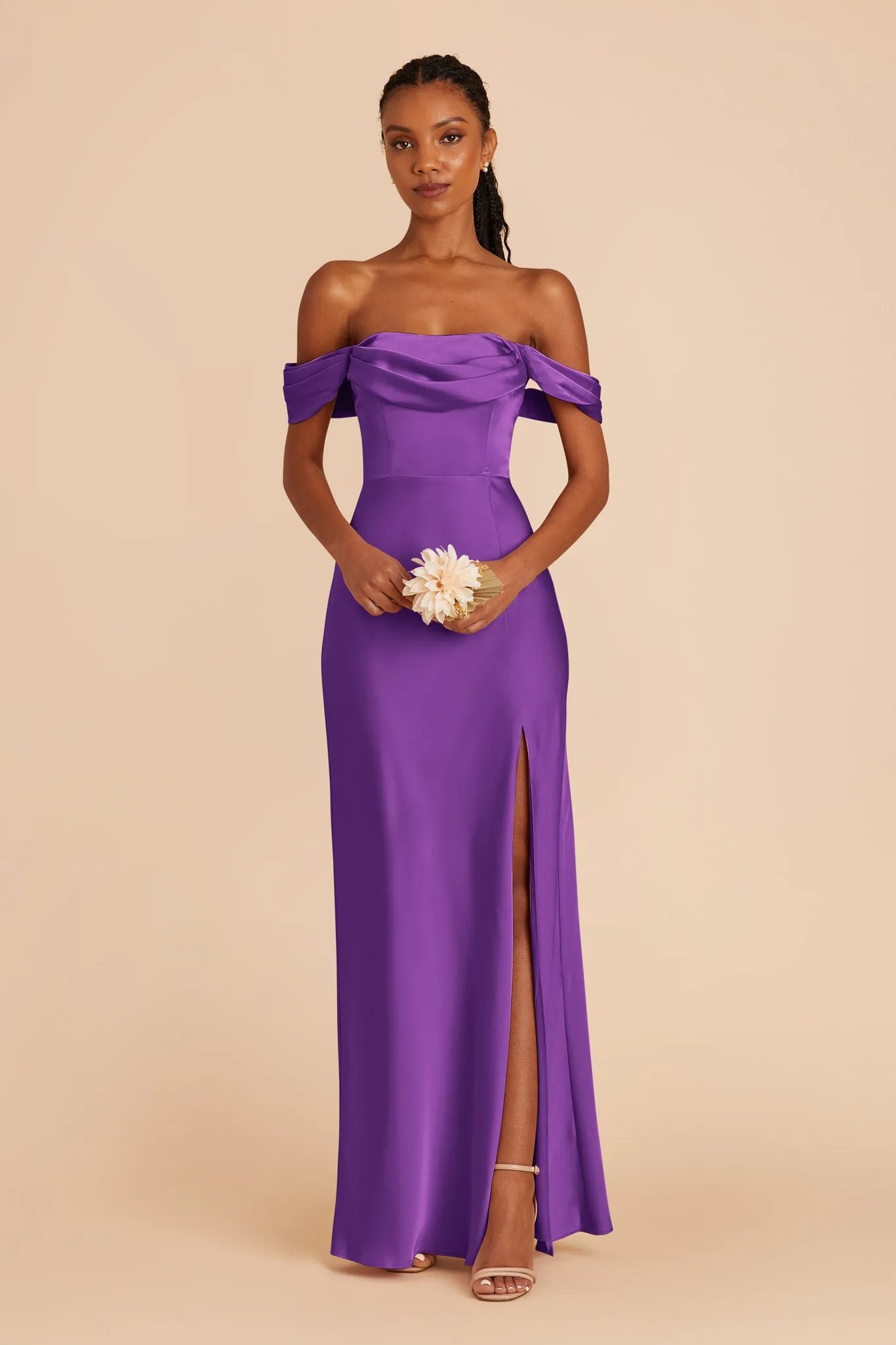 Mia Matte Satin Dress - Amethyst sold by Birdy Grey