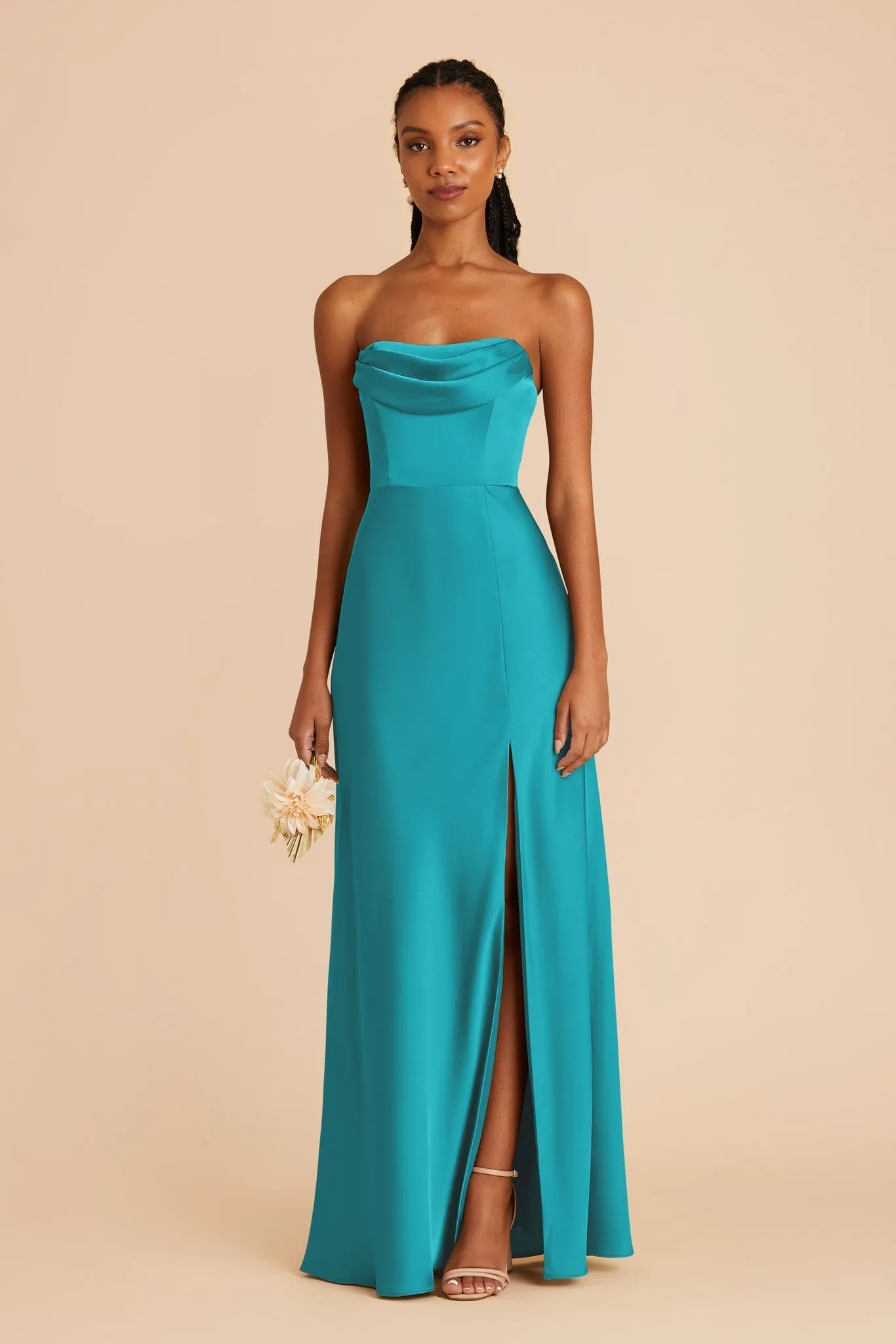 Mia Matte Satin Dress - Teal sold by Birdy Grey product image thumbnail 4