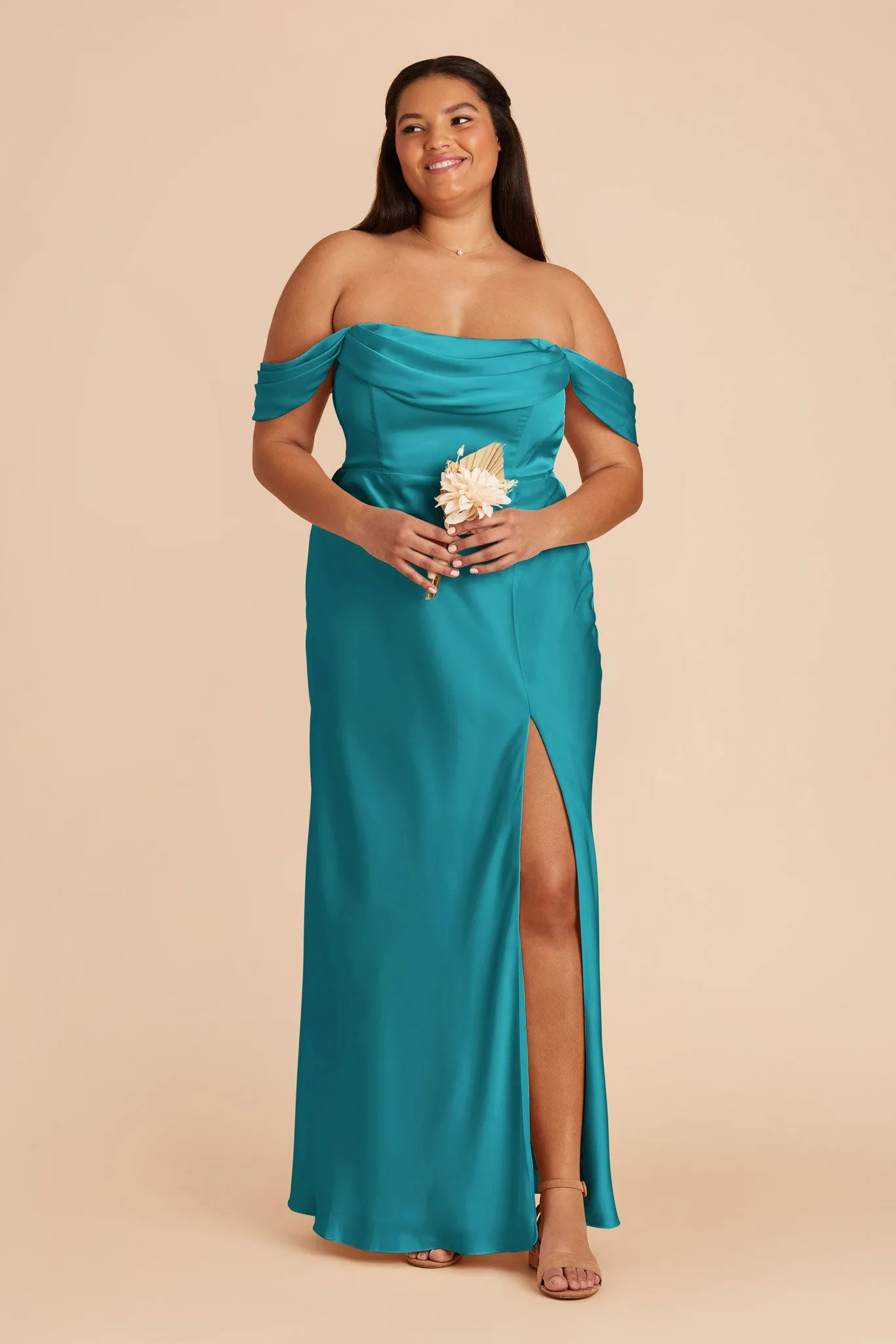 Mia Matte Satin Dress - Teal sold by Birdy Grey product image thumbnail 3