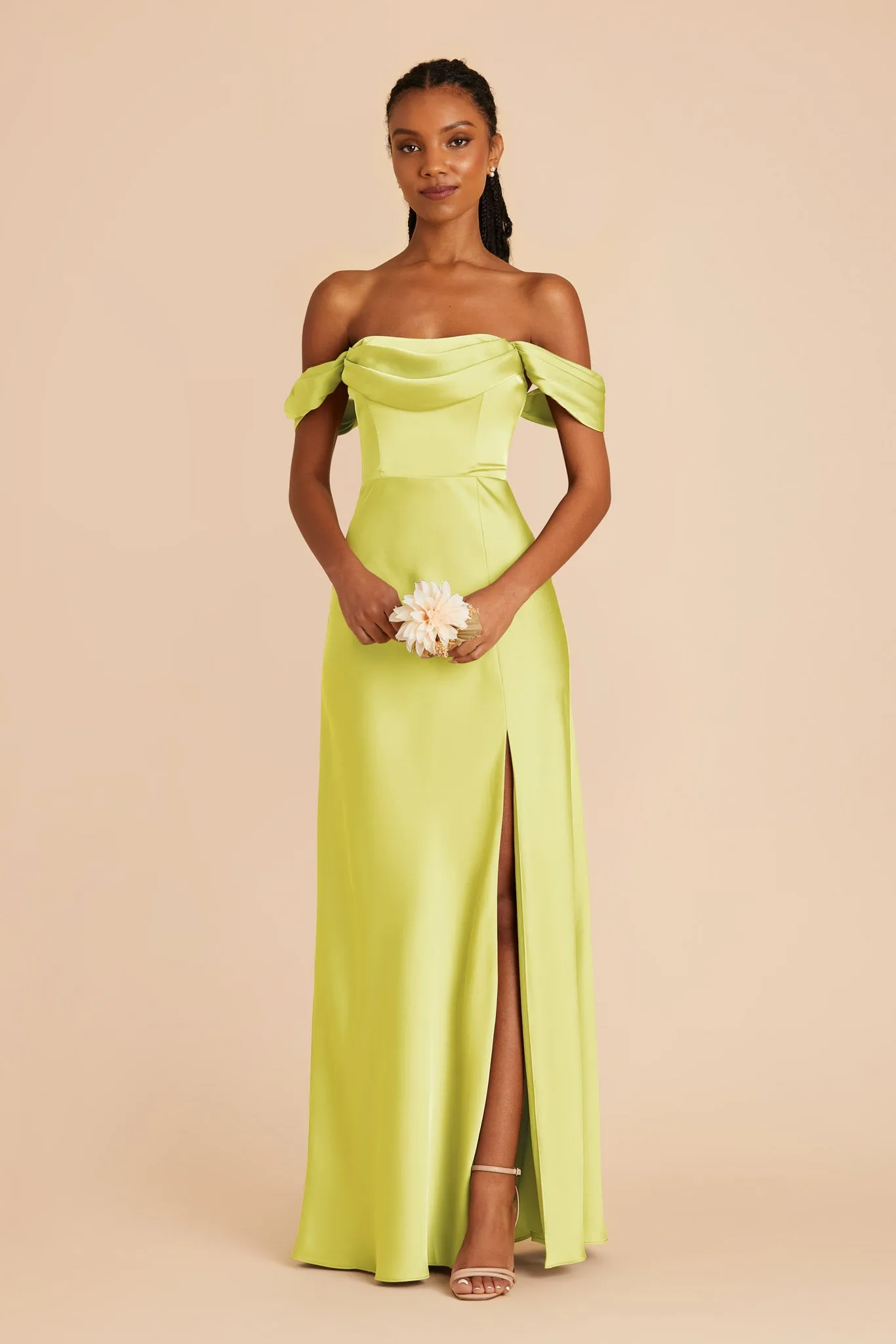 Mia Matte Satin Dress - Chartreuse sold by Birdy Grey product image thumbnail 3