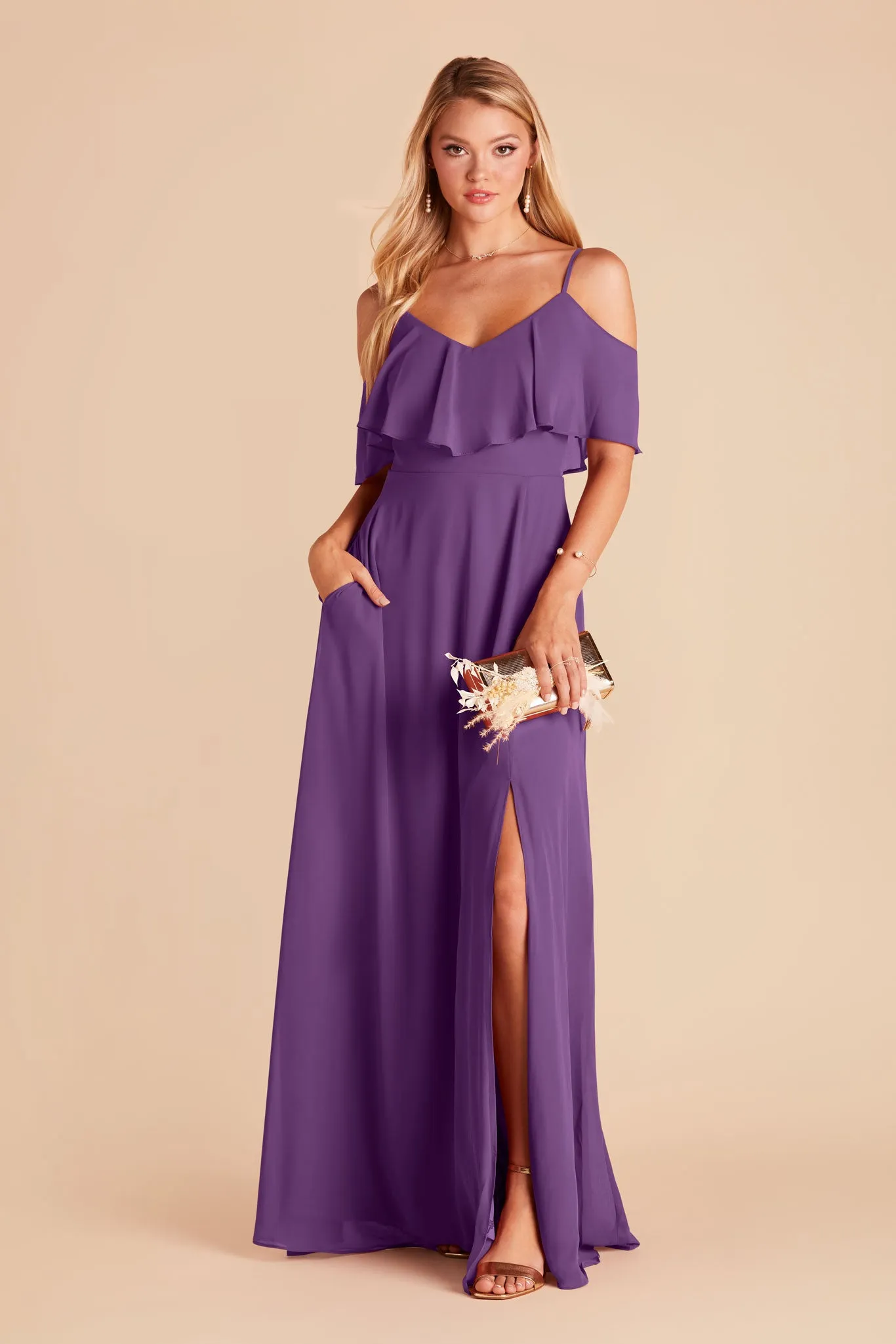 Jane Chiffon Dress With Slit - Amethyst sold by Birdy Grey product image thumbnail 3