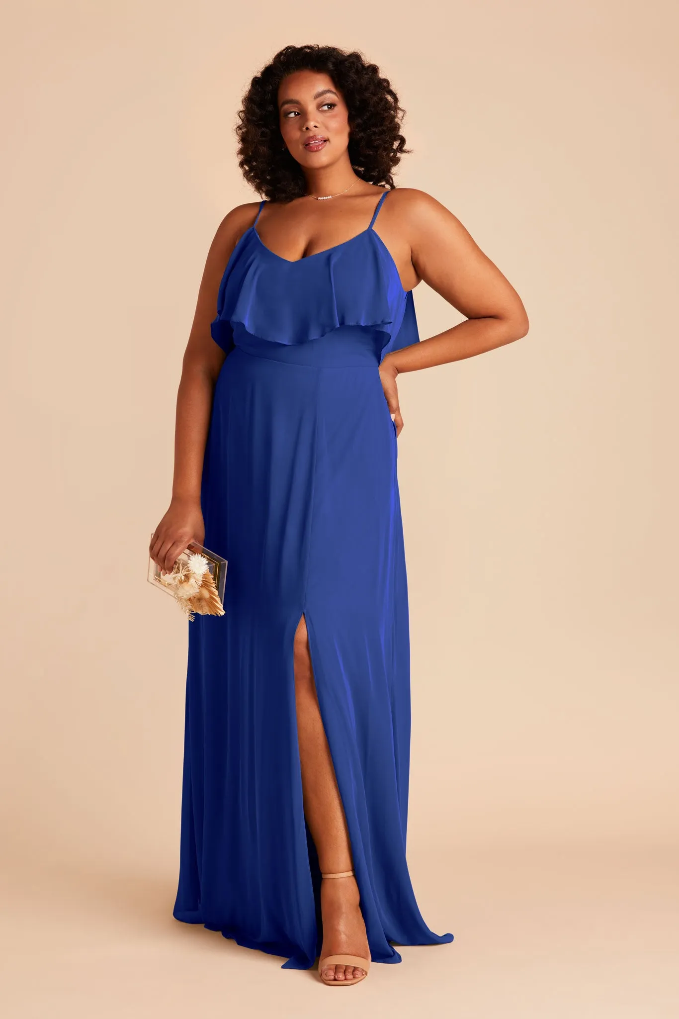 Jane Chiffon Dress With Slit - Cobalt Blue sold by Birdy Grey product image thumbnail 5