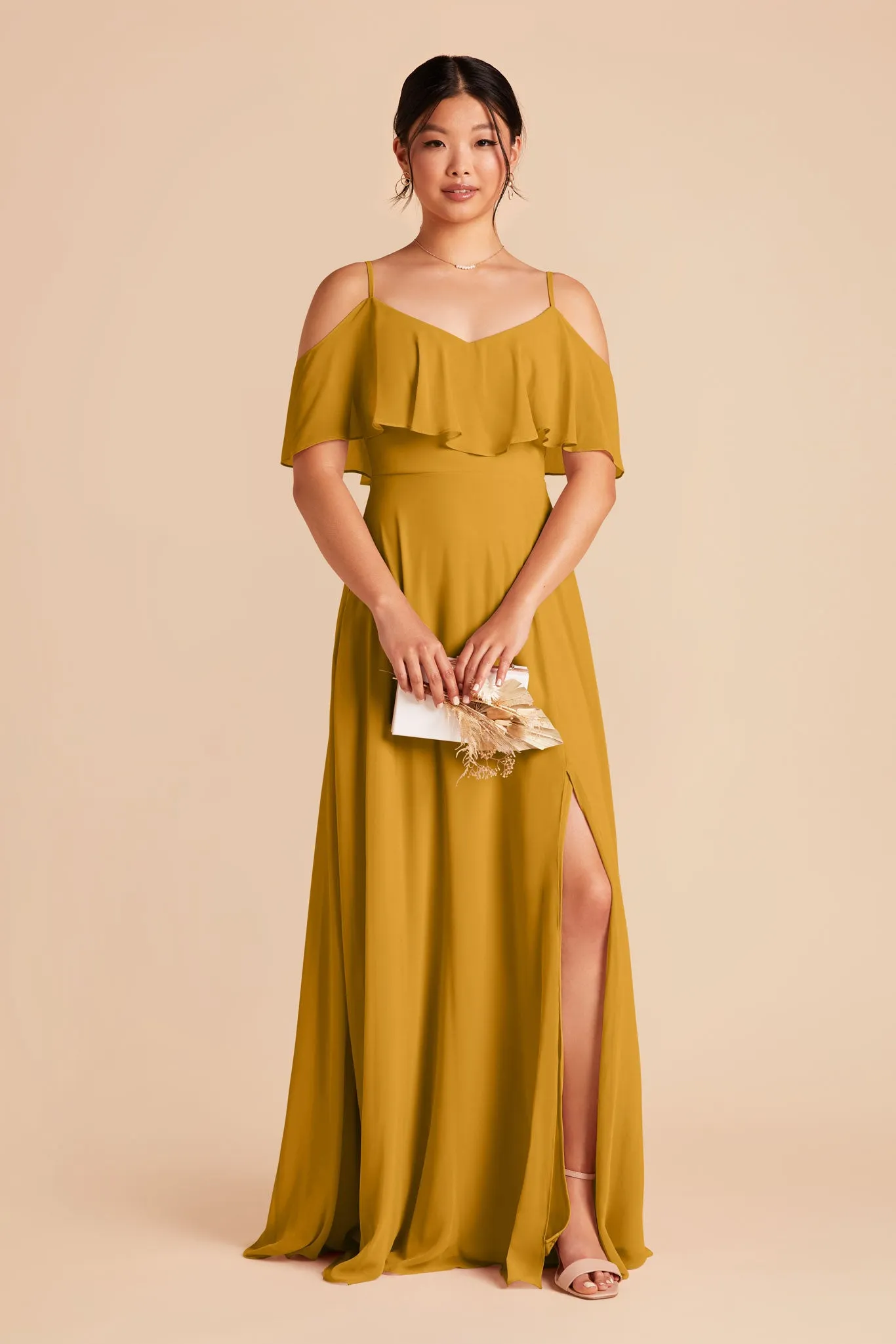 Jane Chiffon Dress With Slit - Marigold sold by Birdy Grey product image thumbnail 5