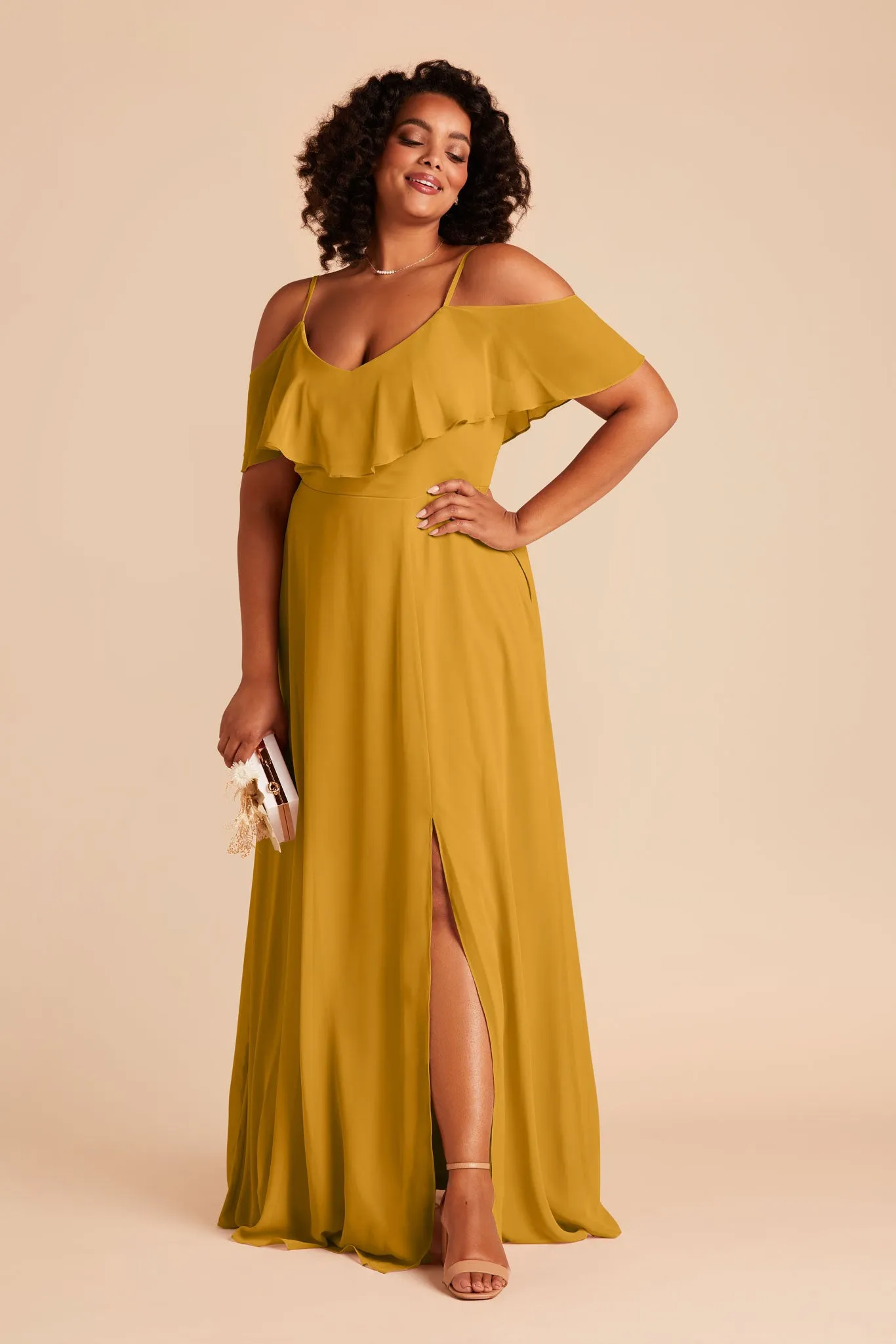 Jane Chiffon Dress With Slit - Marigold sold by Birdy Grey product image thumbnail 2