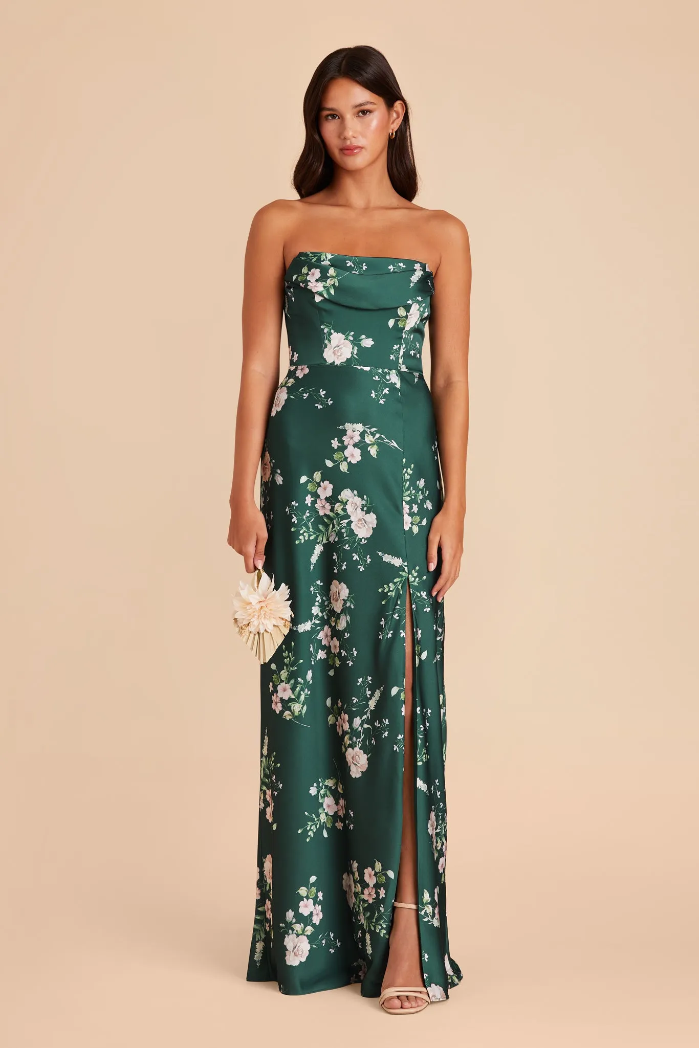 Mia Matte Satin Dress - Emerald Garden Party sold by Birdy Grey product image thumbnail 4