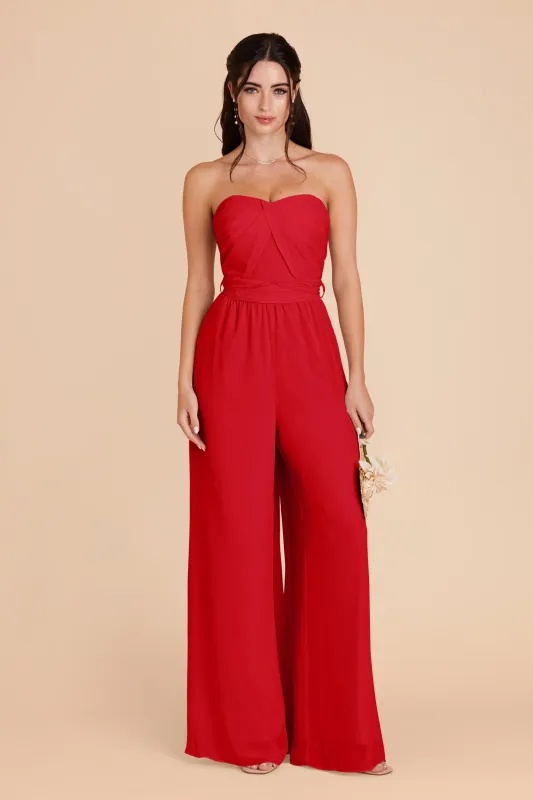 Gigi Chiffon Jumpsuit - Ruby Red sold by Birdy Grey