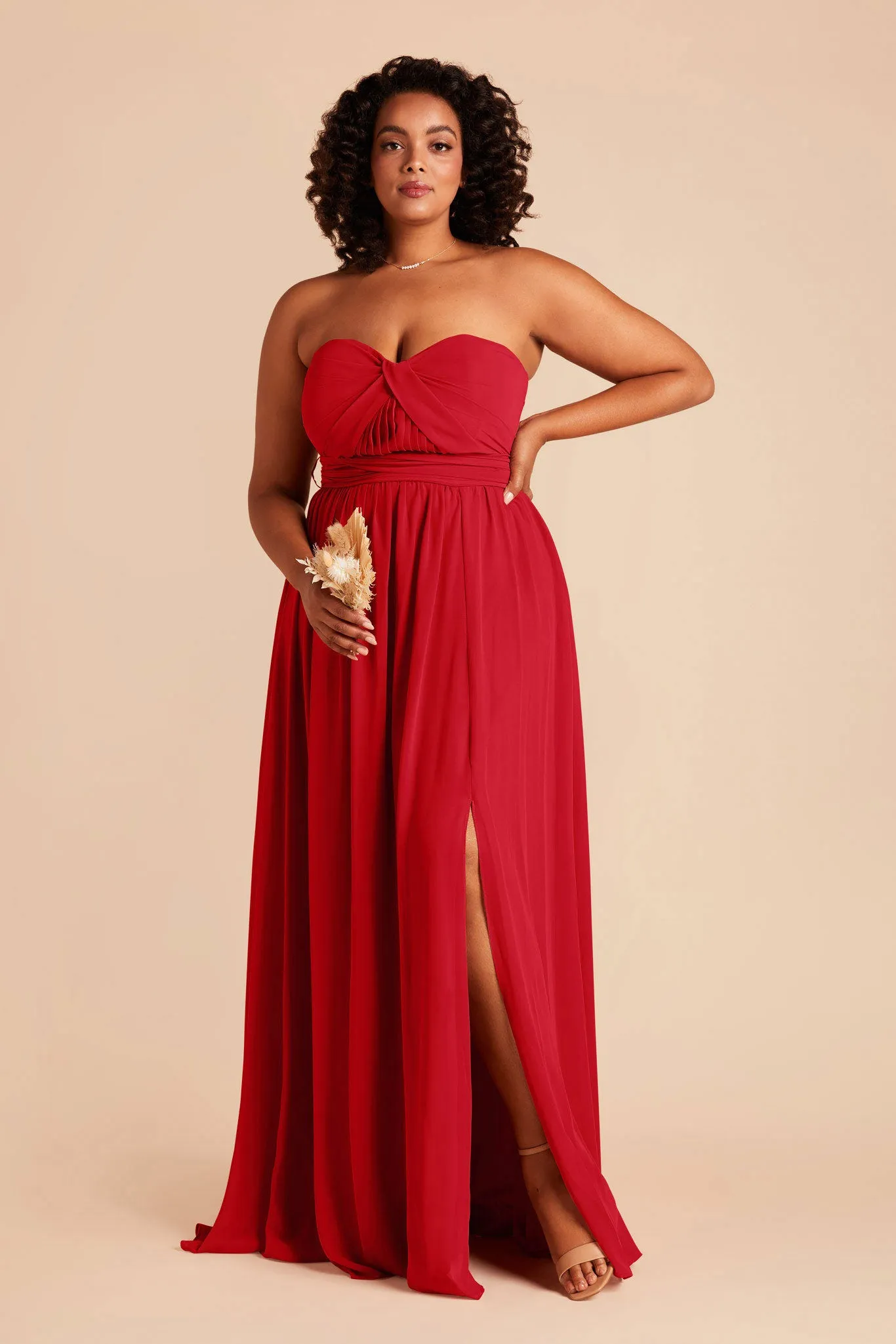 Grace Chiffon Dress With Slit - Ruby Red sold by Birdy Grey product image thumbnail 2