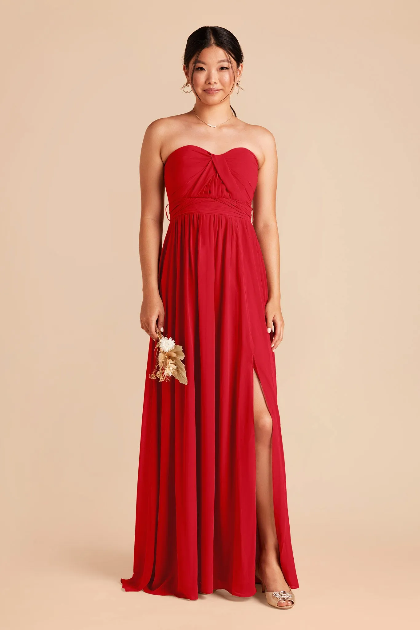 Grace Chiffon Dress With Slit - Ruby Red sold by Birdy Grey product image thumbnail 4