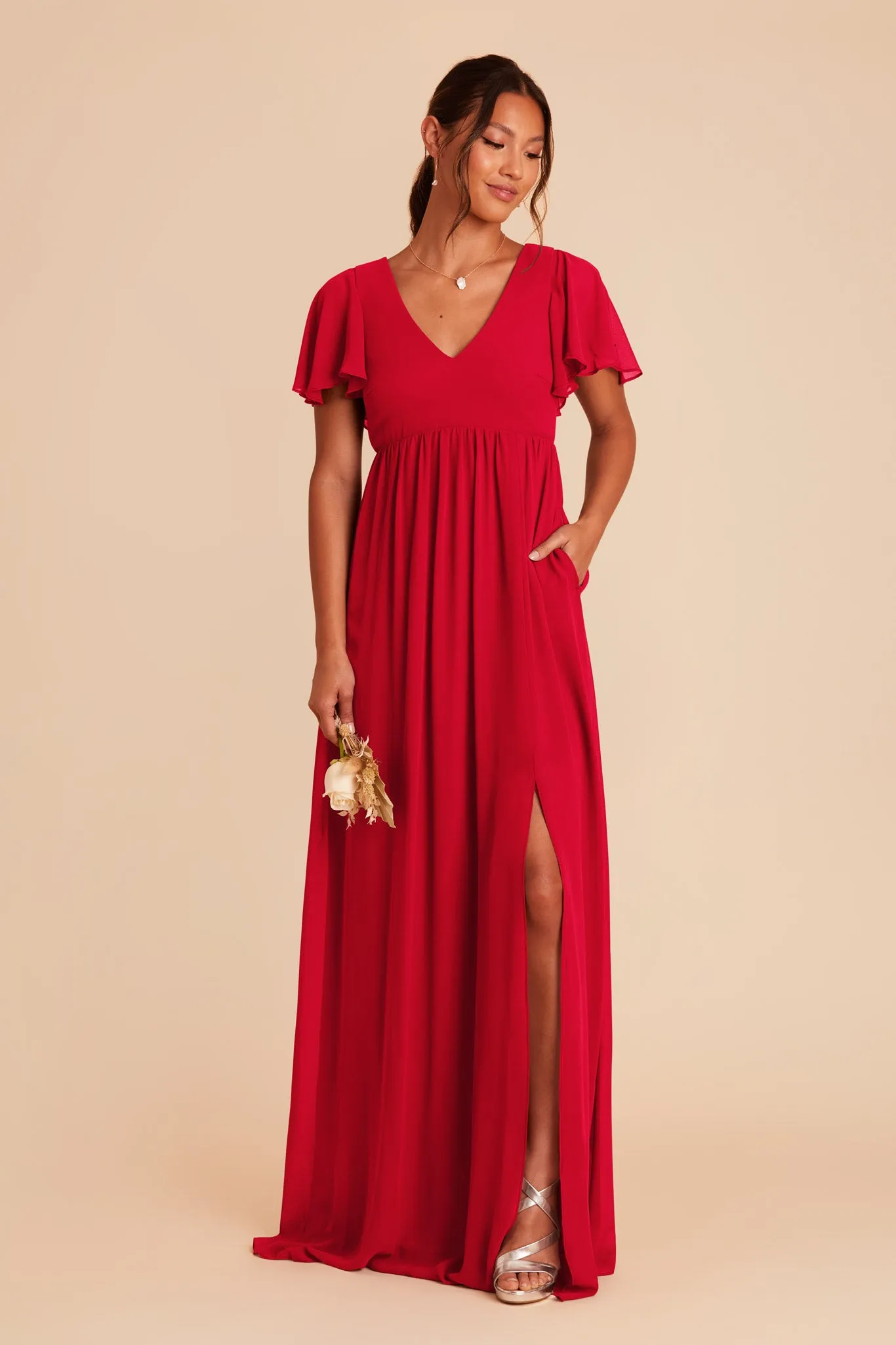 Hannah Chiffon Dress - Ruby Red sold by Birdy Grey product image thumbnail 5