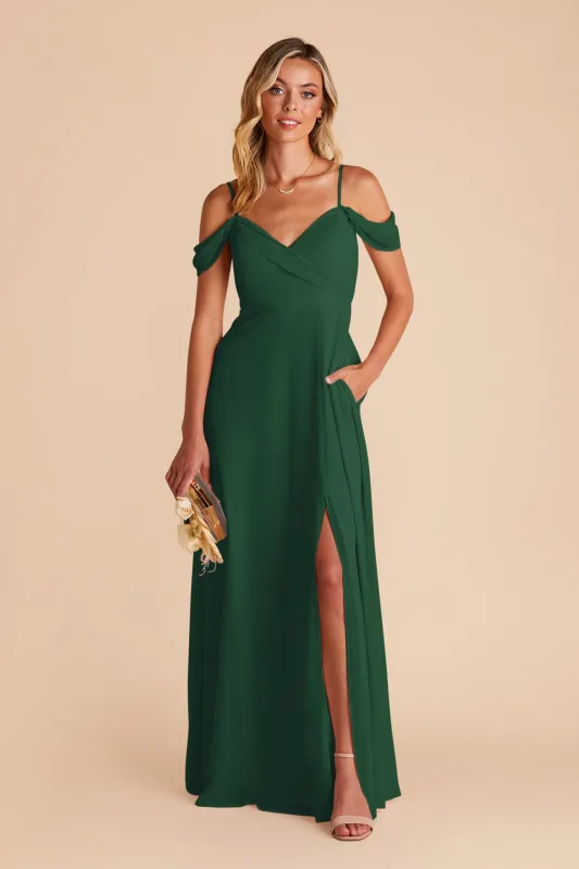 Spence Chiffon Dress With Slit - Forest Green sold by Birdy Grey