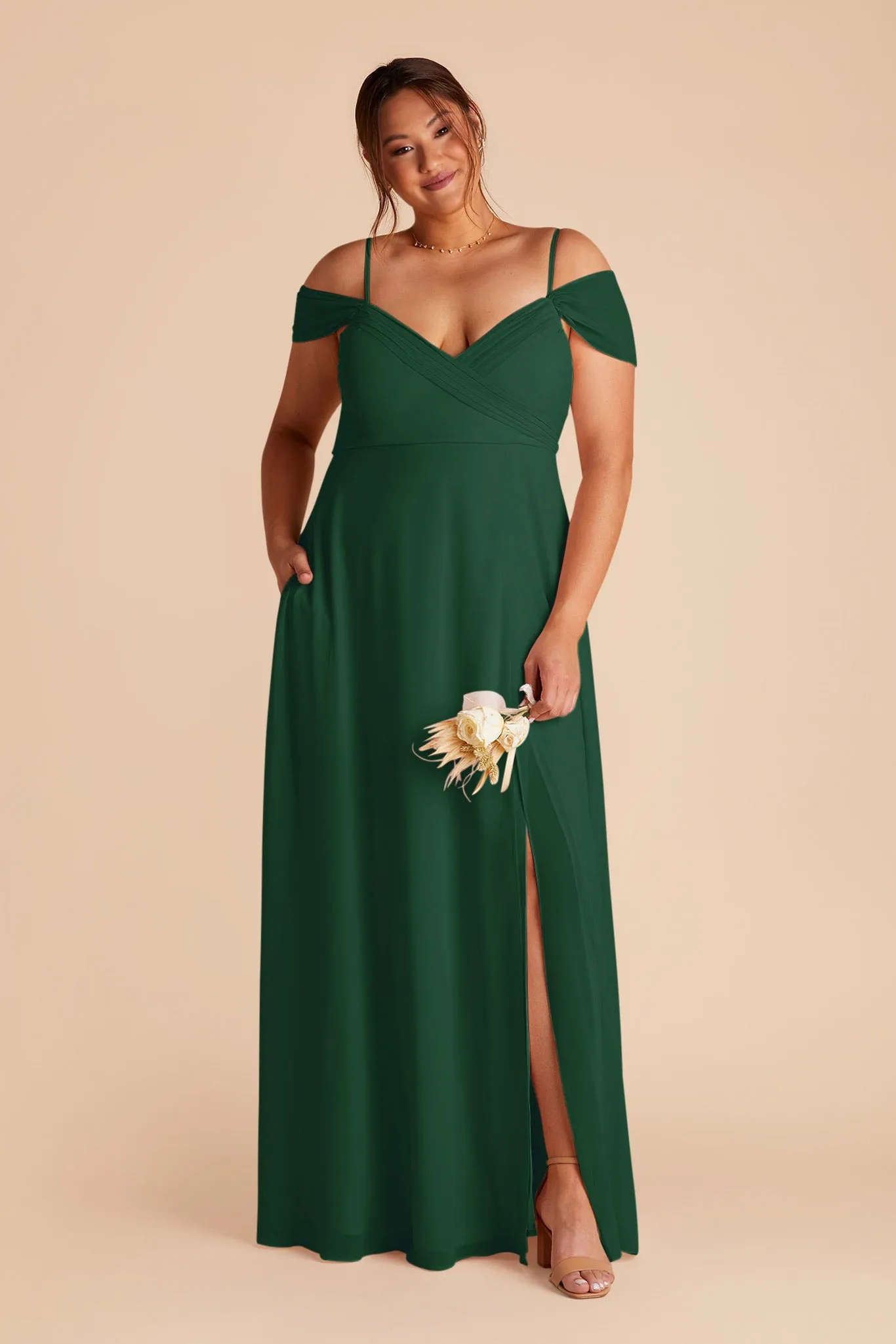 Spence Chiffon Dress With Slit - Forest Green sold by Birdy Grey product image thumbnail 3