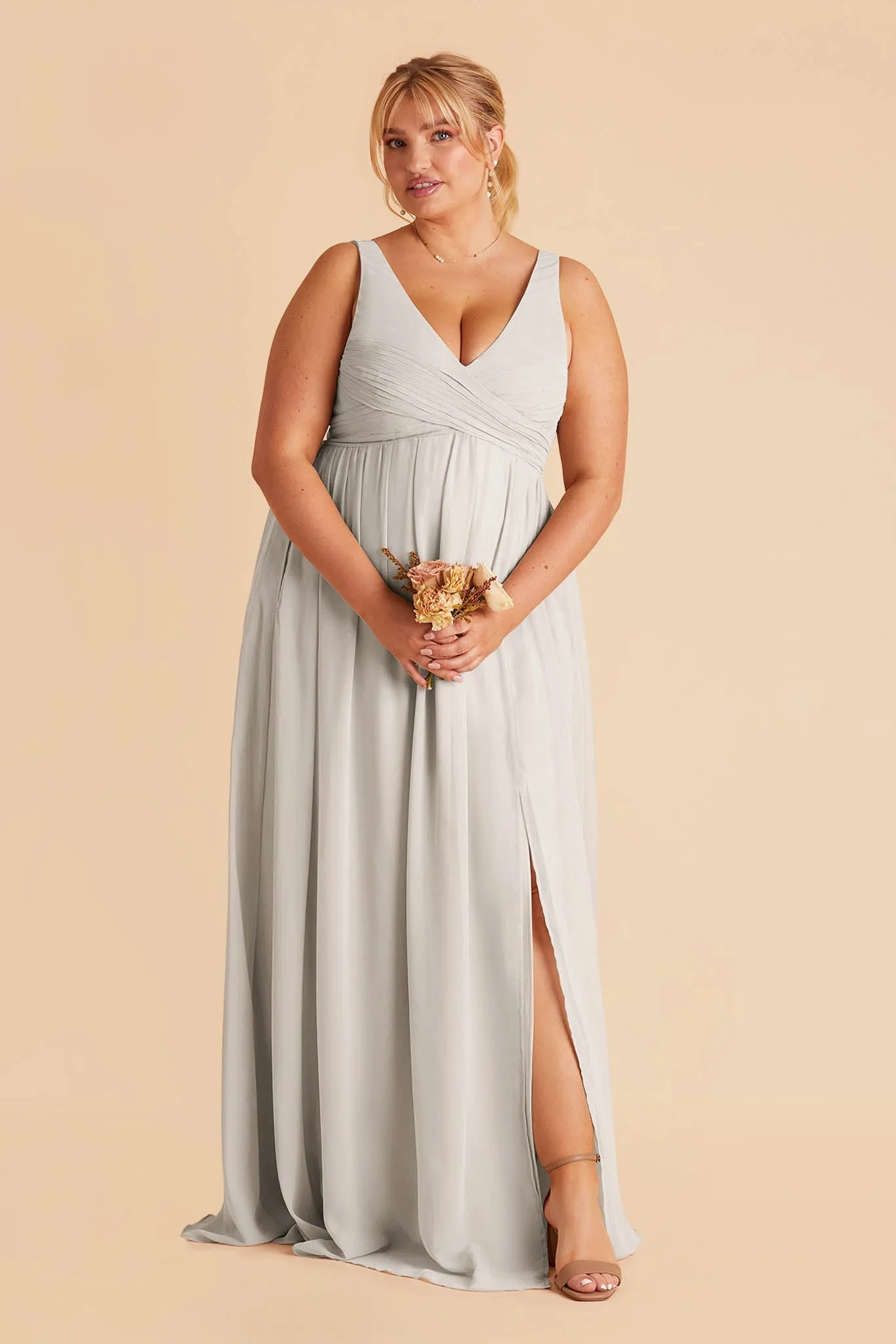 Laurie Chiffon Dress - Dove Gray sold by Birdy Grey