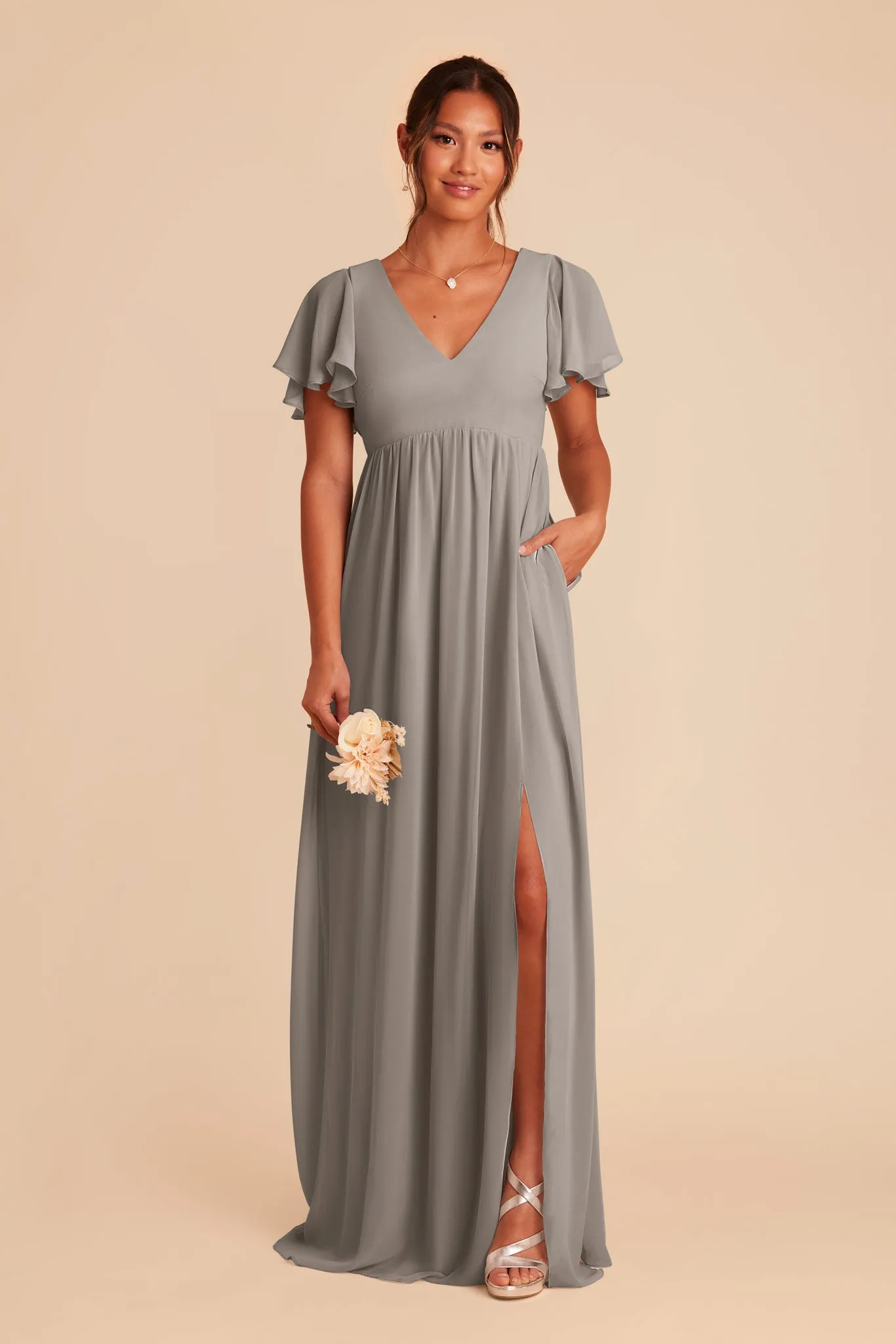 Hannah Chiffon Dress - Silver sold by Birdy Grey