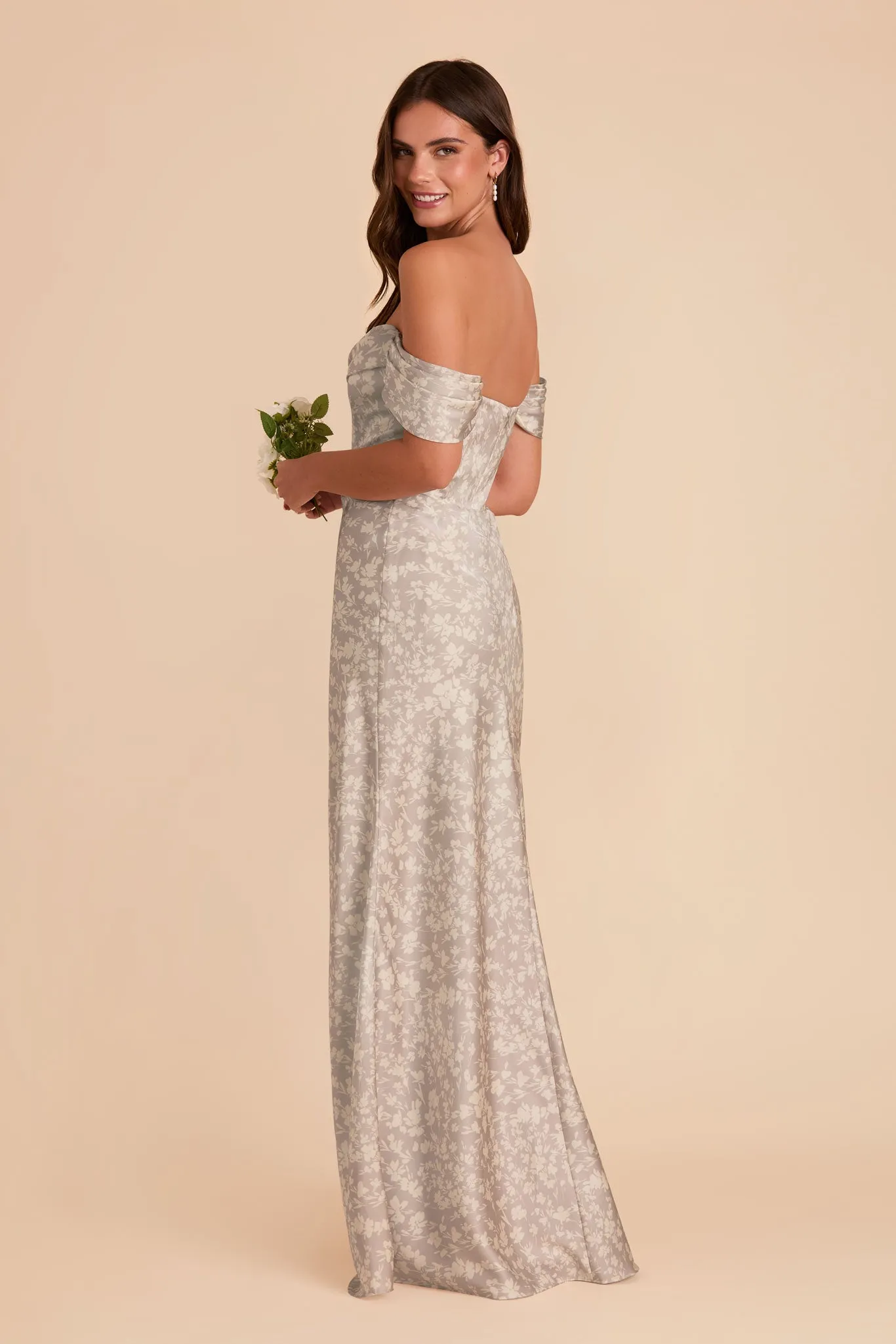 Mia Matte Satin Dress - Almond Dreamy Floral sold by Birdy Grey product image thumbnail 5