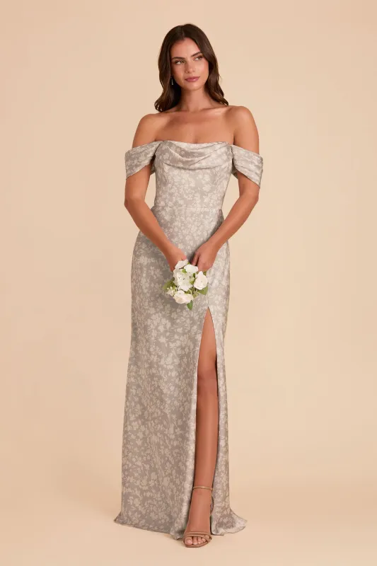 Mia Matte Satin Dress - Almond Dreamy Floral sold by Birdy Grey