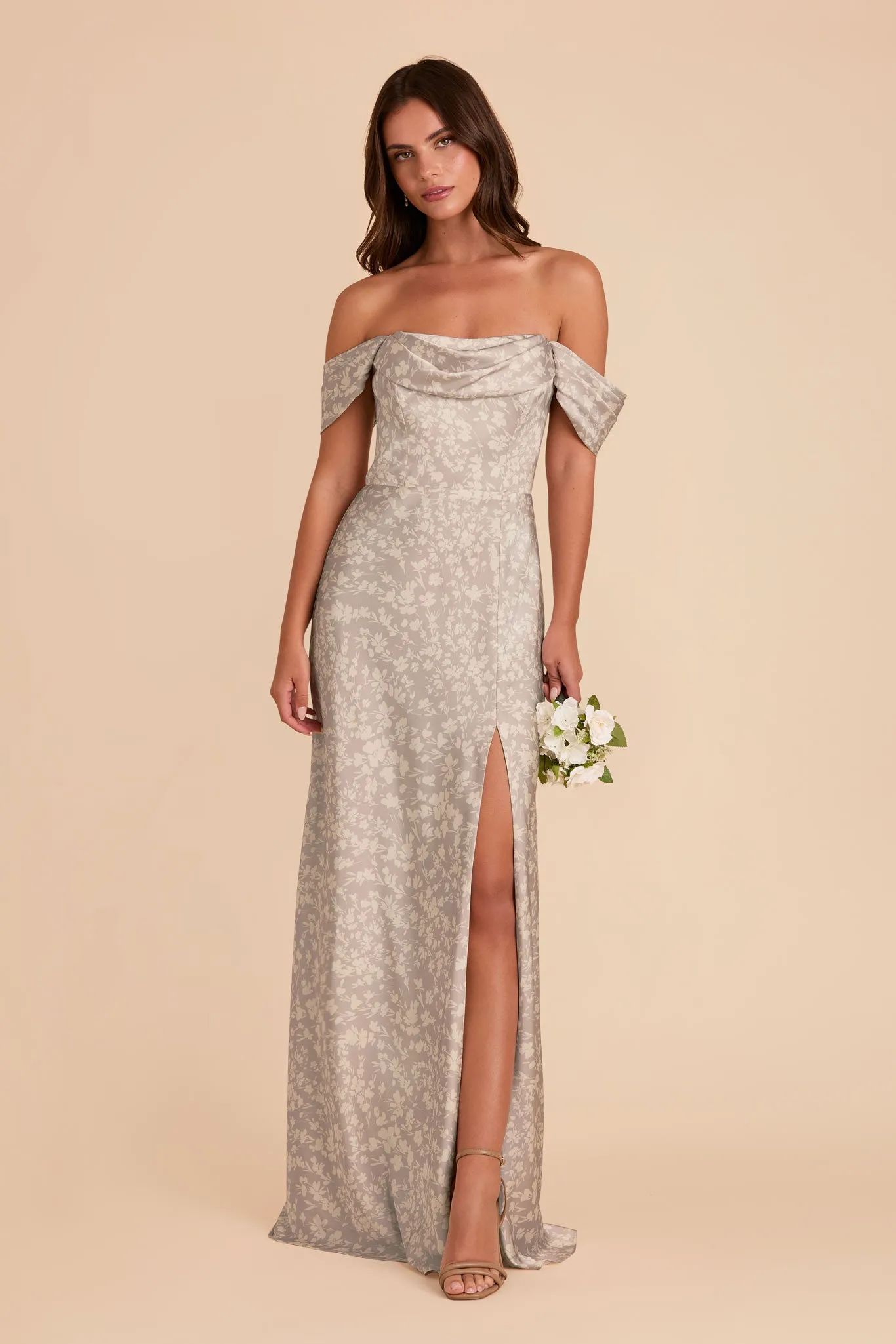 Mia Matte Satin Dress - Almond Dreamy Floral sold by Birdy Grey product image thumbnail 4