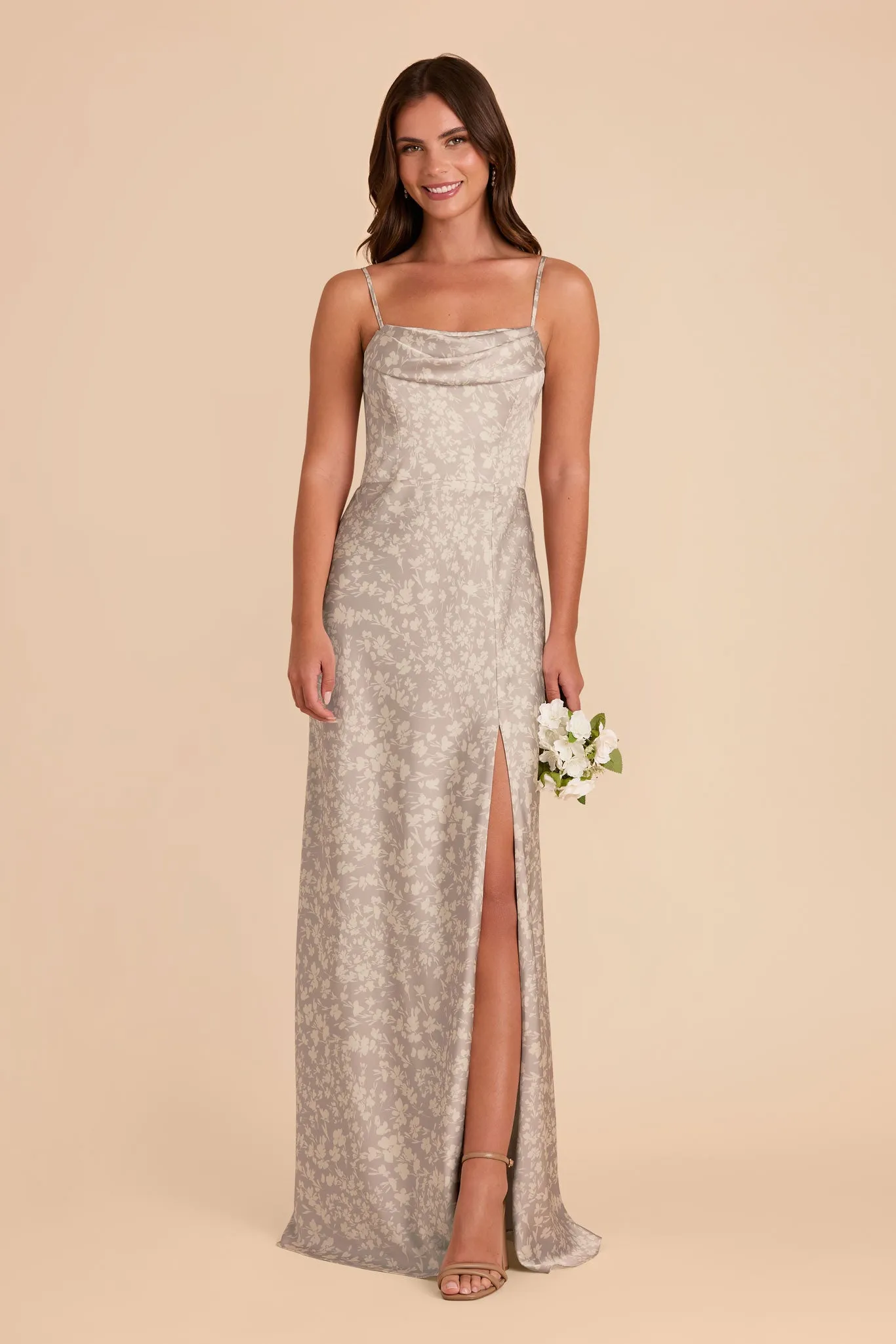 Mia Matte Satin Dress - Almond Dreamy Floral sold by Birdy Grey product image thumbnail 2