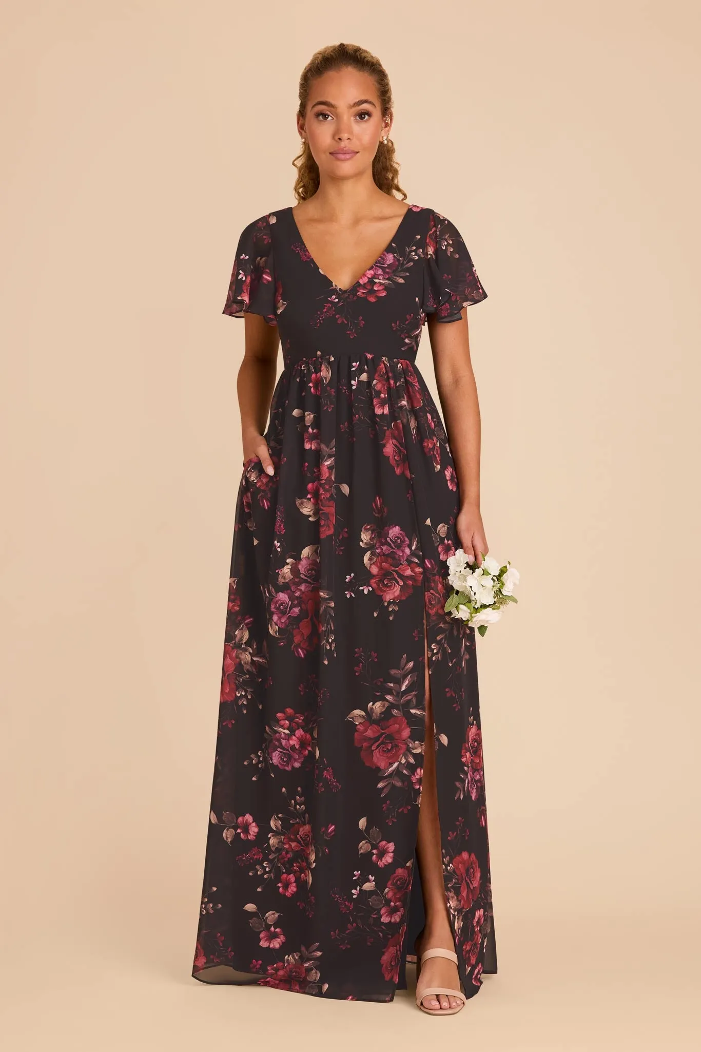 Hannah Chiffon Dress - Black Fleurs D'Amour sold by Birdy Grey product image thumbnail 2