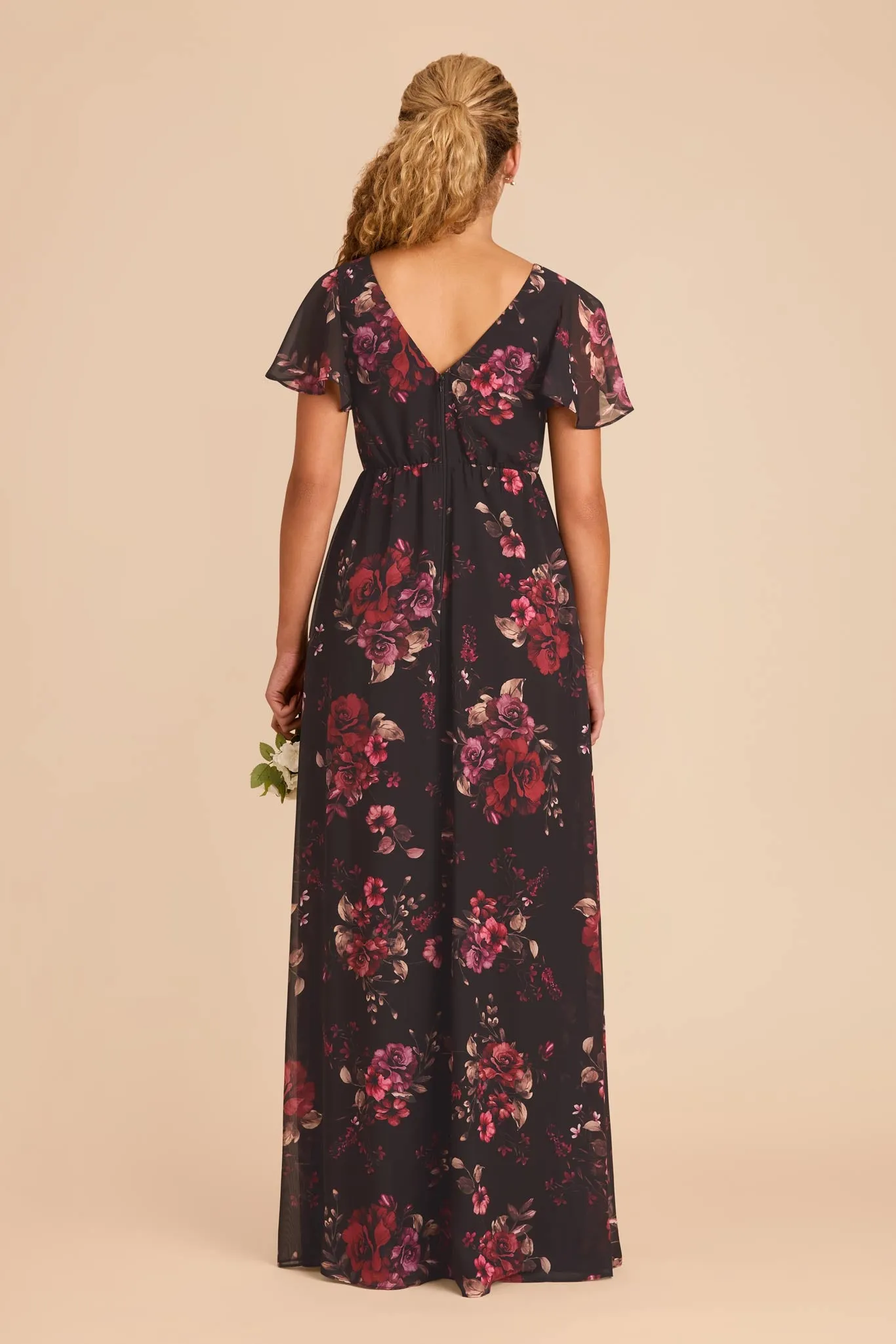 Hannah Chiffon Dress - Black Fleurs D'Amour sold by Birdy Grey product image thumbnail 5