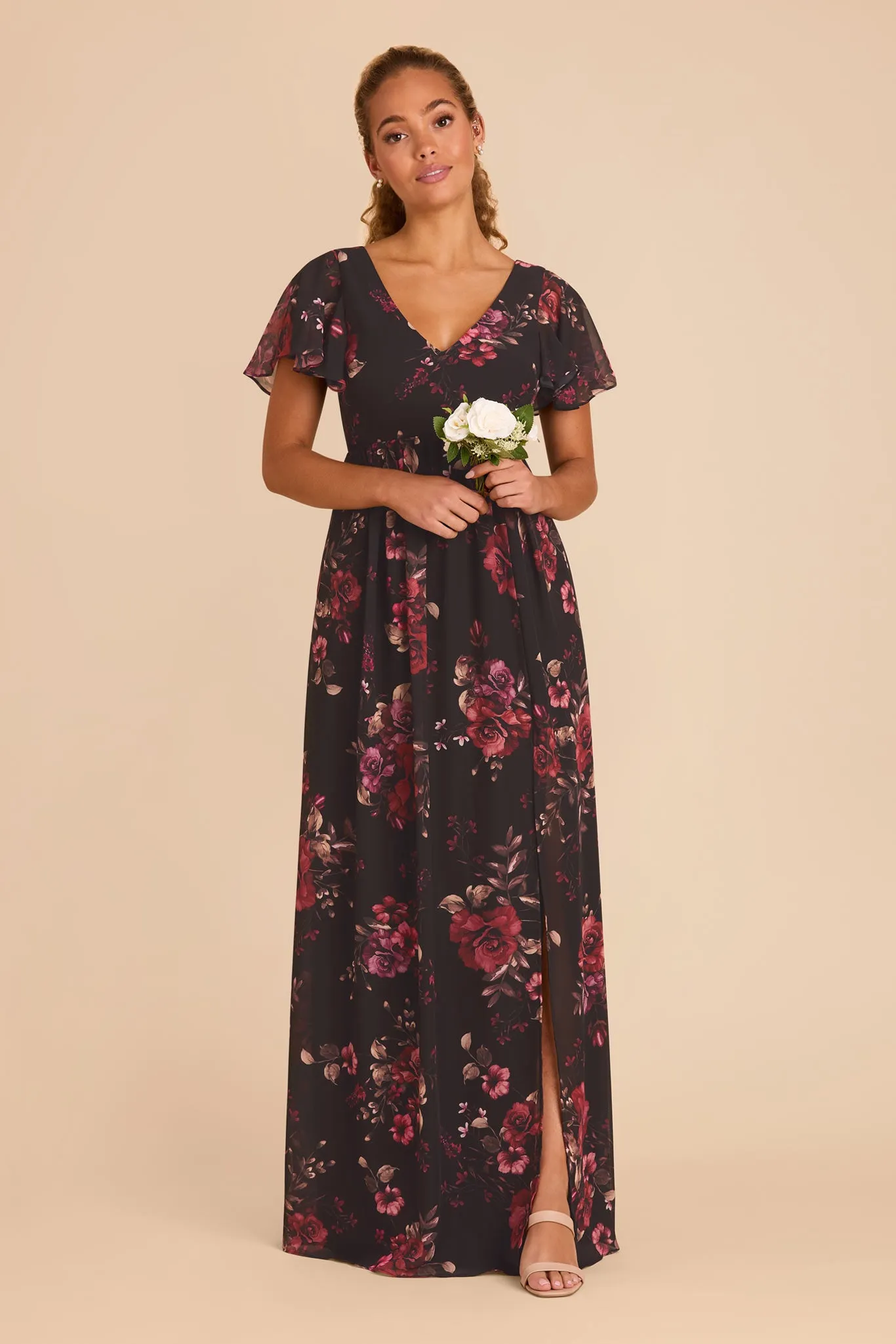 Hannah Chiffon Dress - Black Fleurs D'Amour sold by Birdy Grey product image thumbnail 3