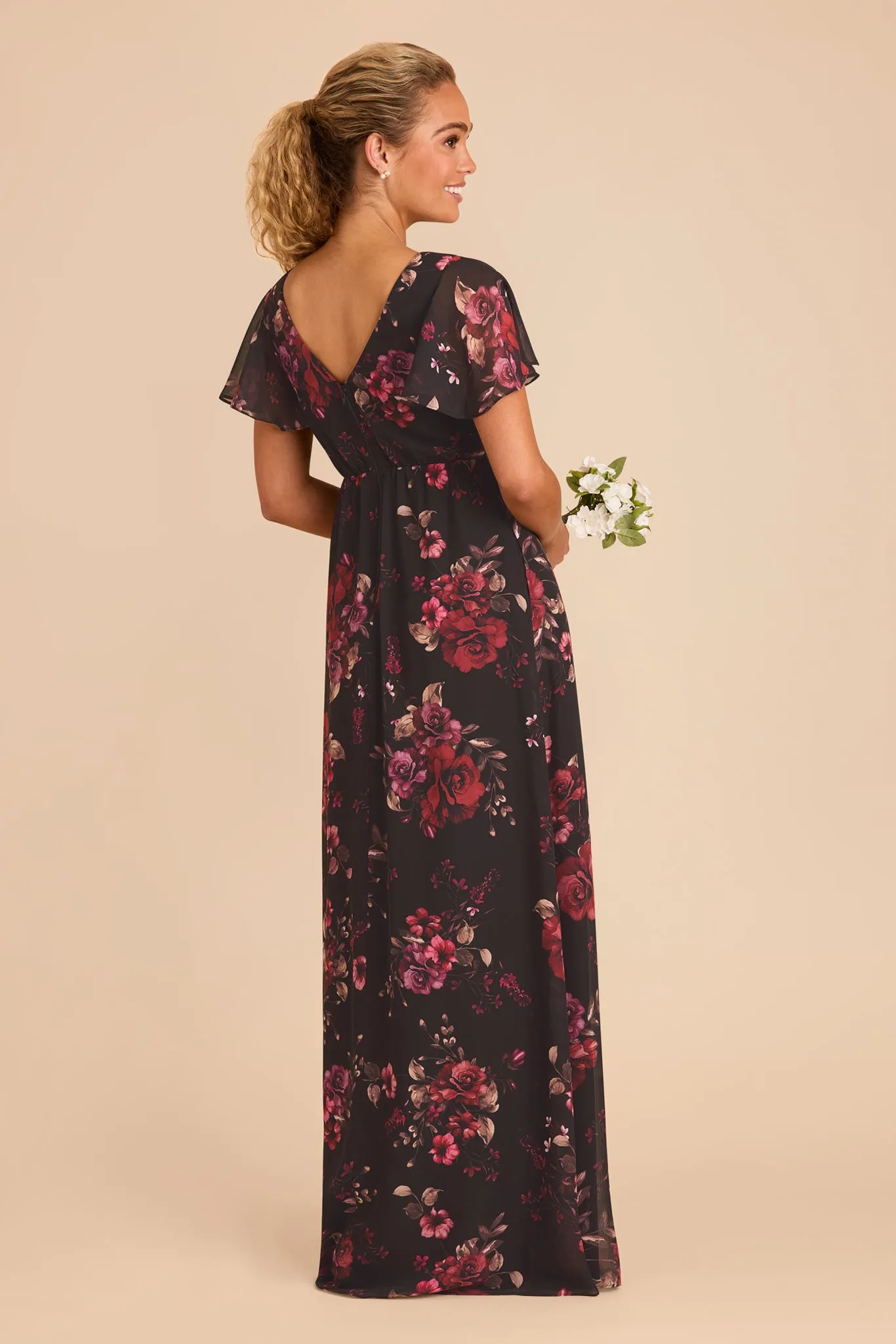 Hannah Chiffon Dress - Black Fleurs D'Amour sold by Birdy Grey product image thumbnail 4