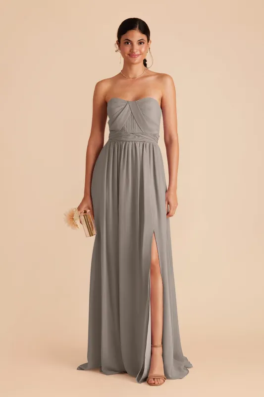 Grace Chiffon Dress With Slit - Silver sold by Birdy Grey