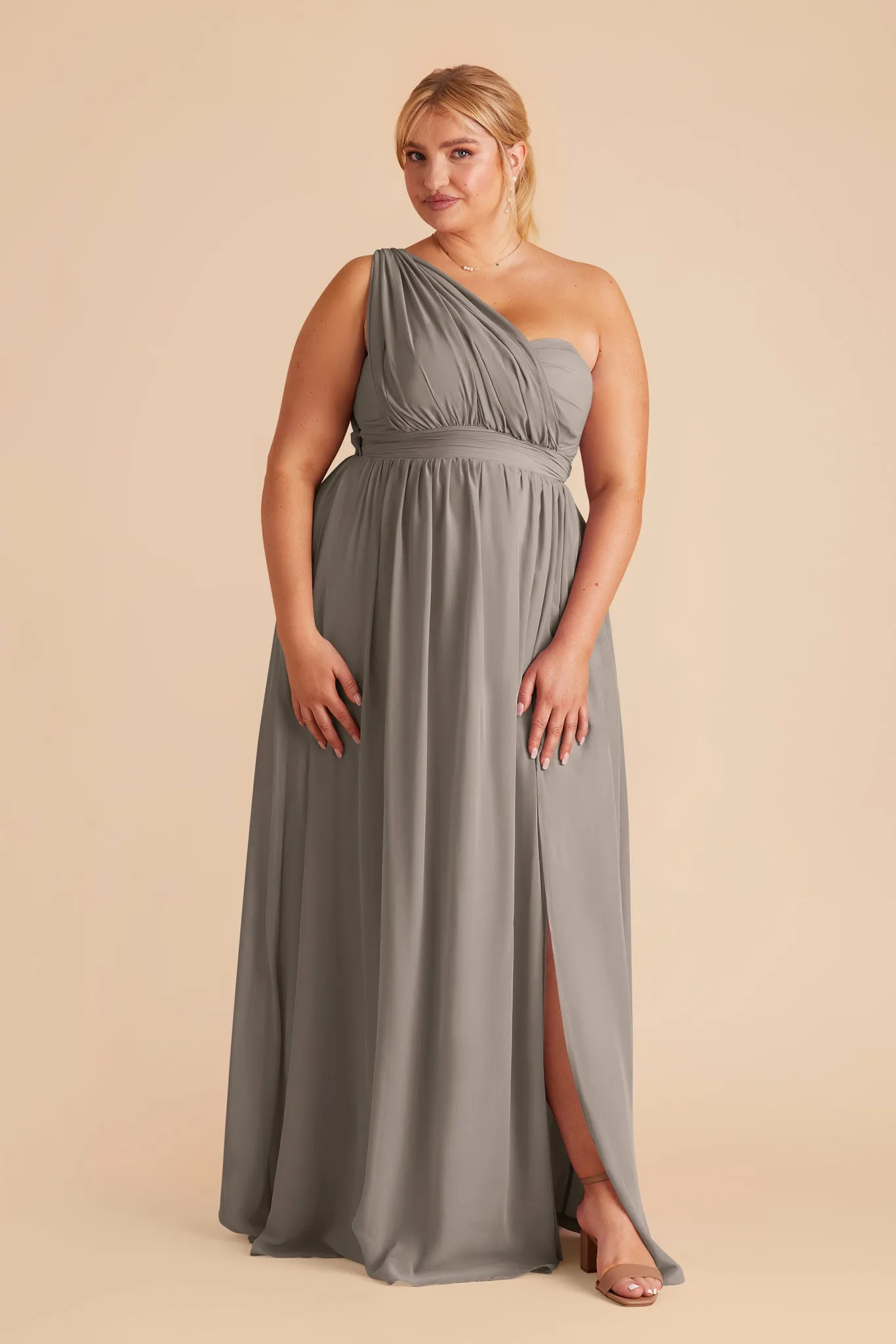 Grace Chiffon Dress With Slit - Silver sold by Birdy Grey product image thumbnail 2