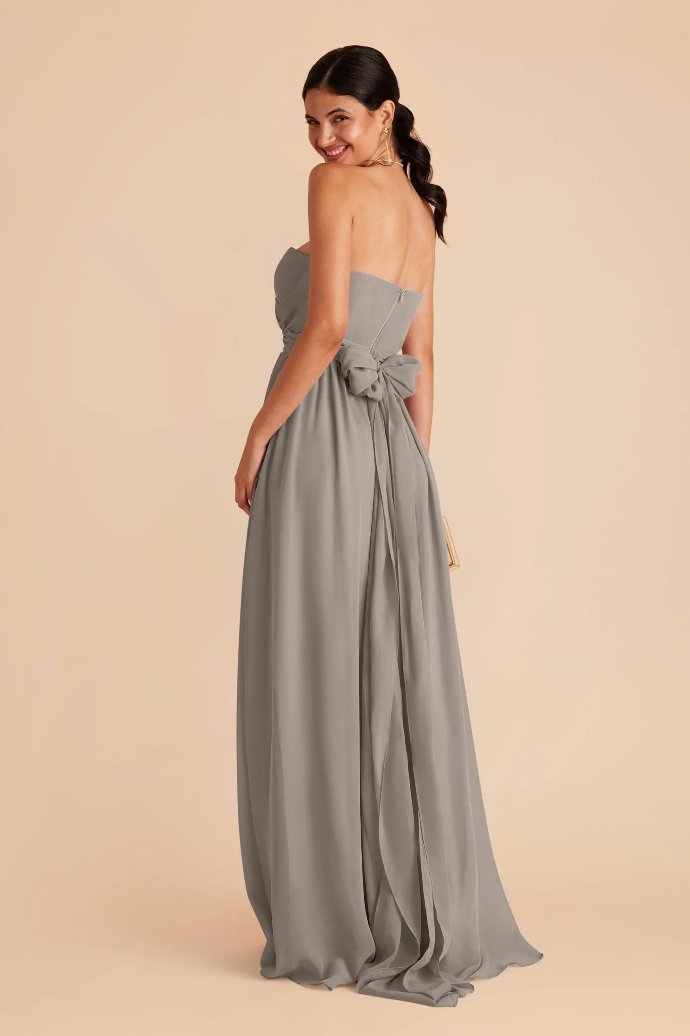 Grace Chiffon Dress With Slit - Silver sold by Birdy Grey product image thumbnail 5