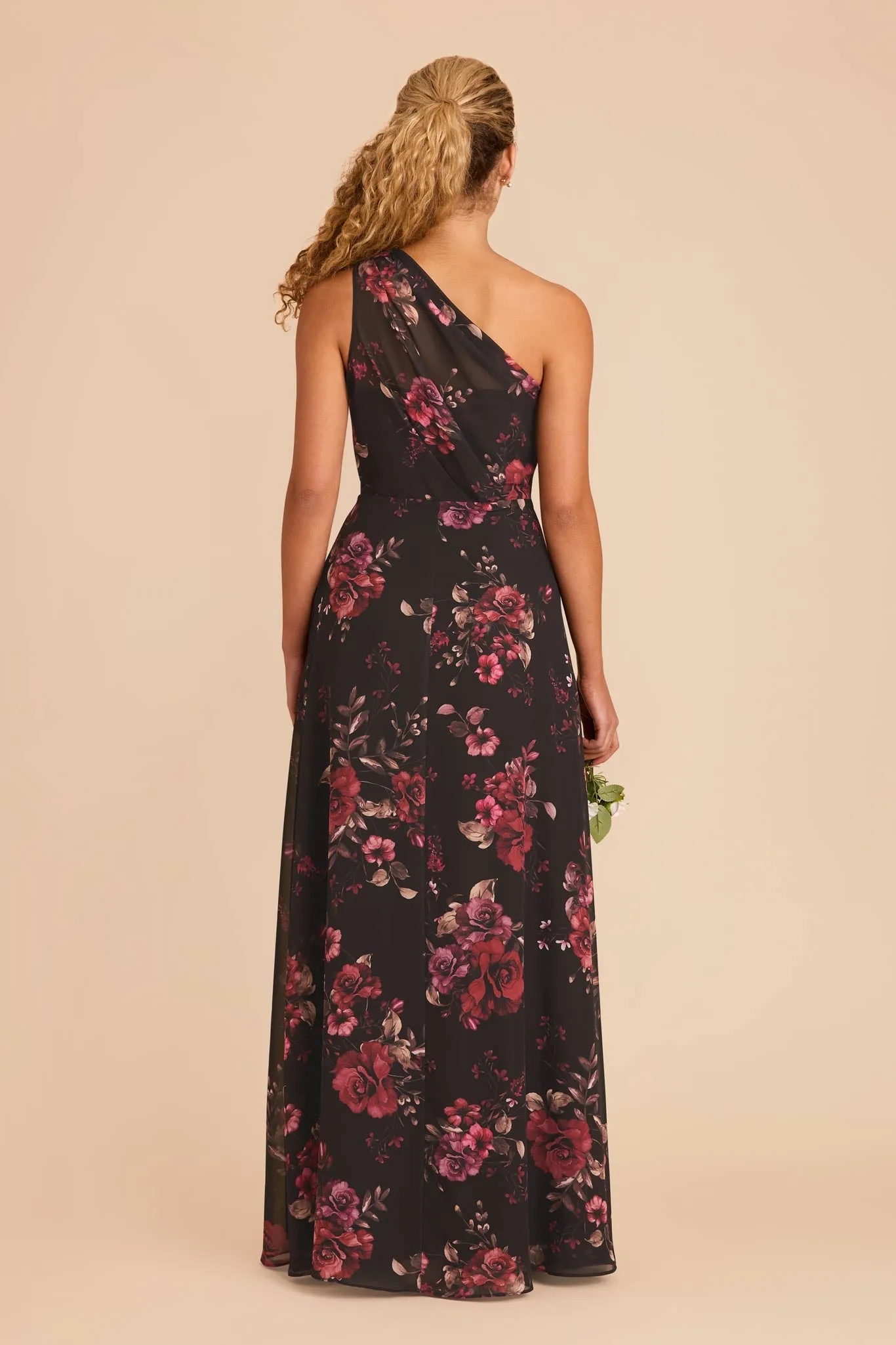 Kira Chiffon Dress With Slit - Black Fleurs D'Amour sold by Birdy Grey product image thumbnail 5