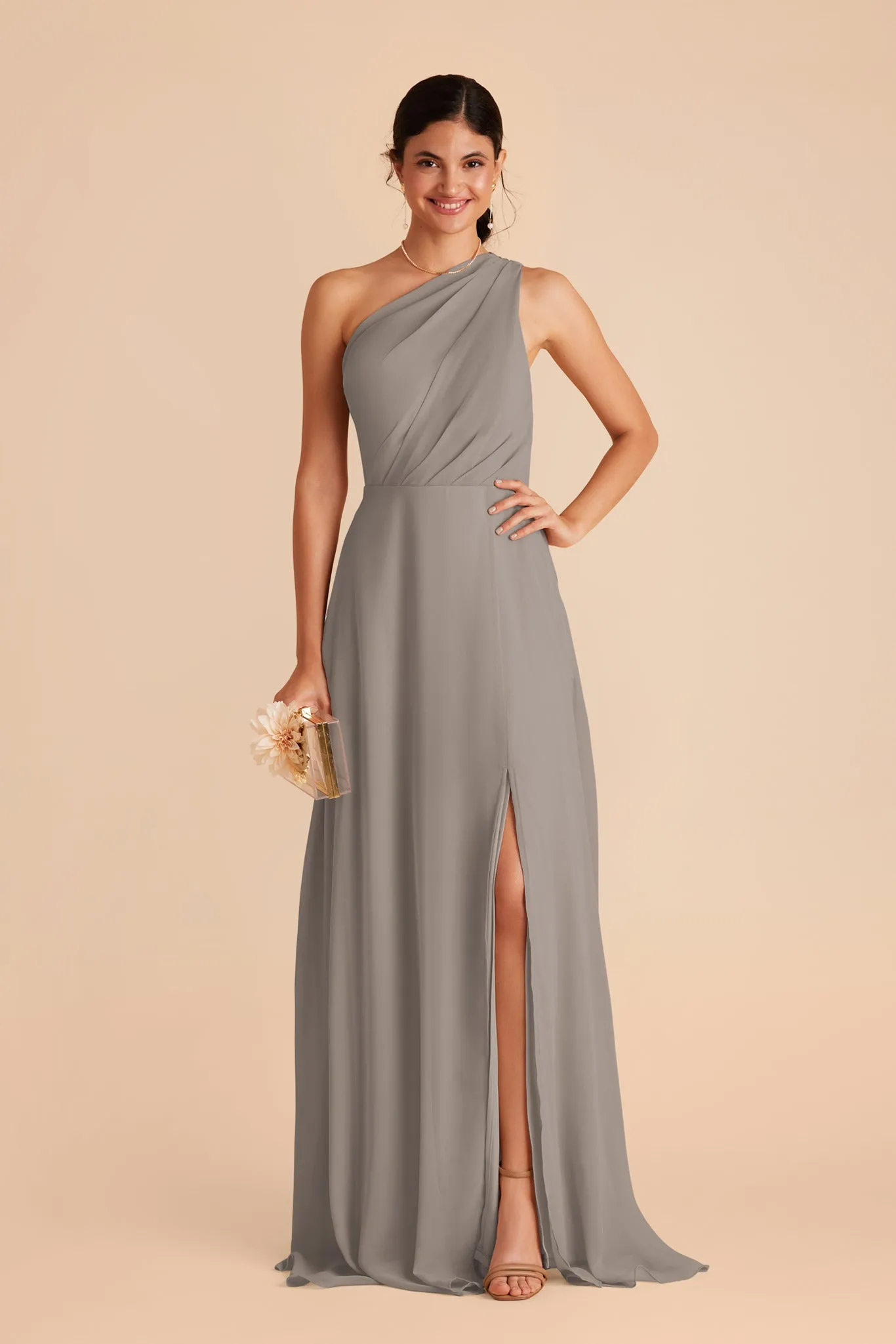 Kira Chiffon Dress With Slit - Silver sold by Birdy Grey product image thumbnail 4