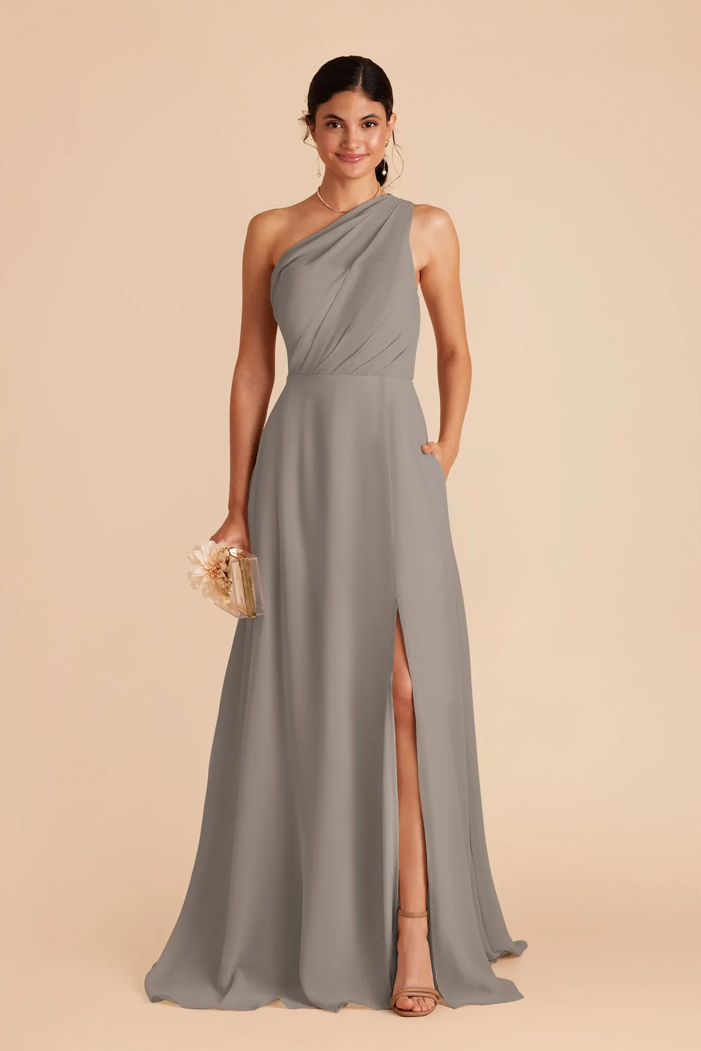 Kira Chiffon Dress With Slit - Silver sold by Birdy Grey product image thumbnail 3