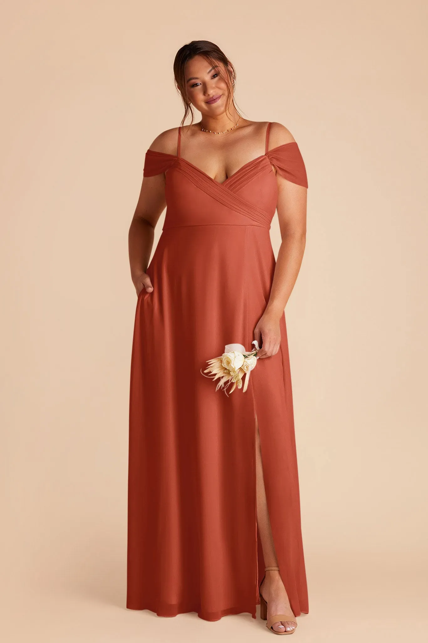 Spence Chiffon Dress With Slit - Auburn sold by Birdy Grey product image thumbnail 2