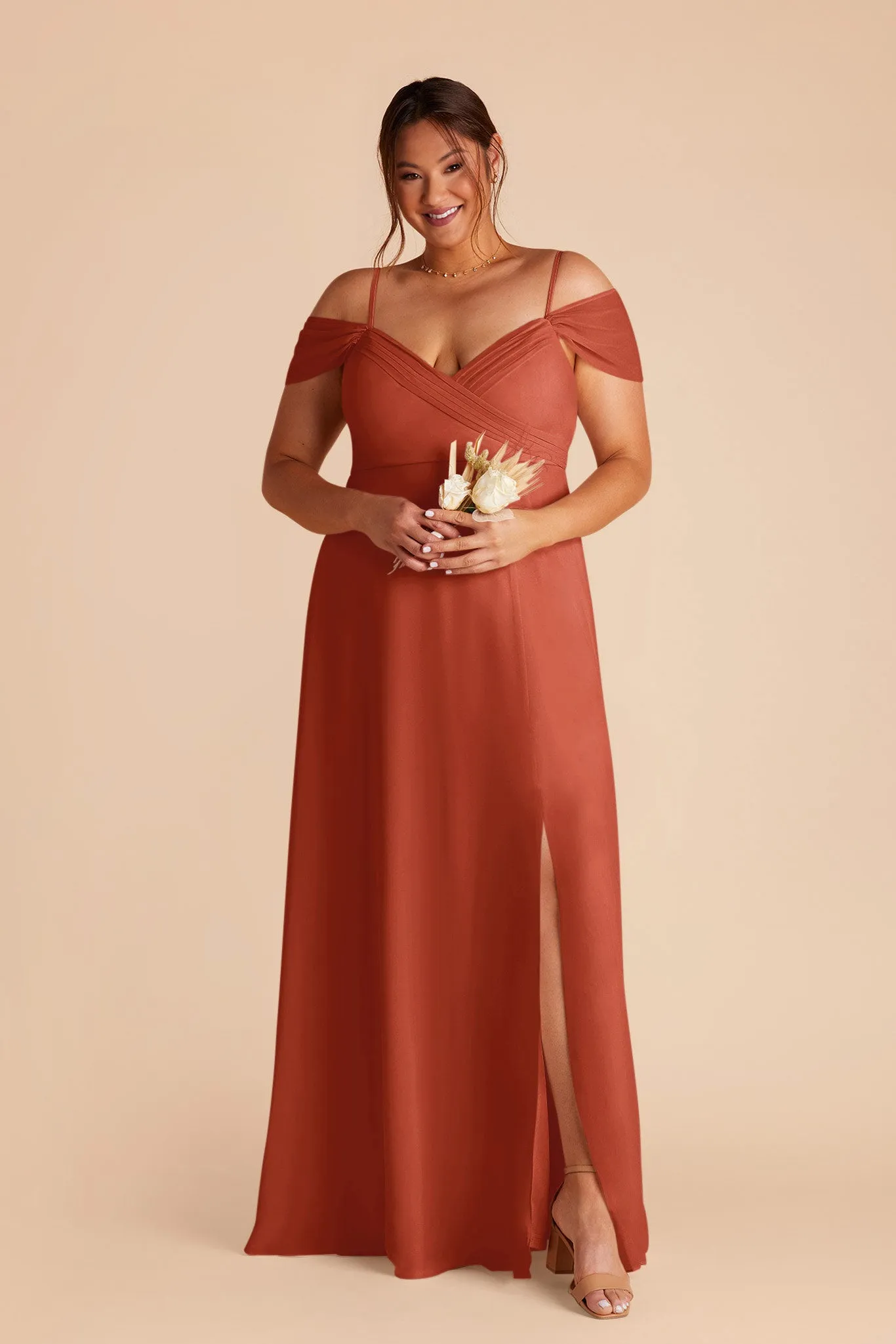 Spence Chiffon Dress With Slit - Auburn sold by Birdy Grey product image thumbnail 5