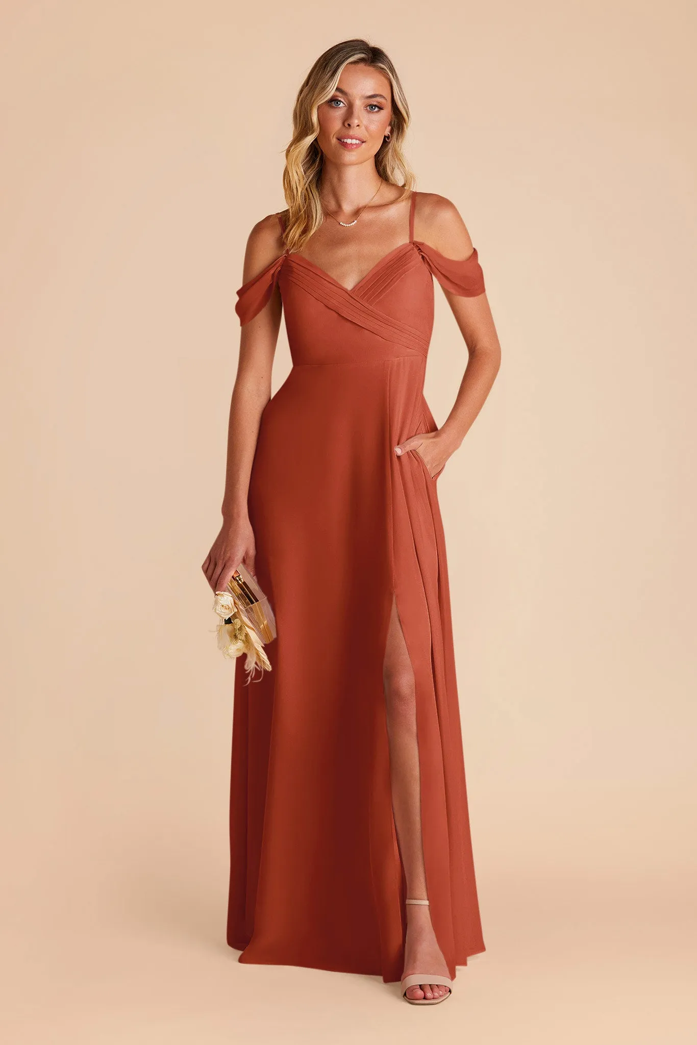 Spence Chiffon Dress With Slit - Auburn sold by Birdy Grey product image thumbnail 3