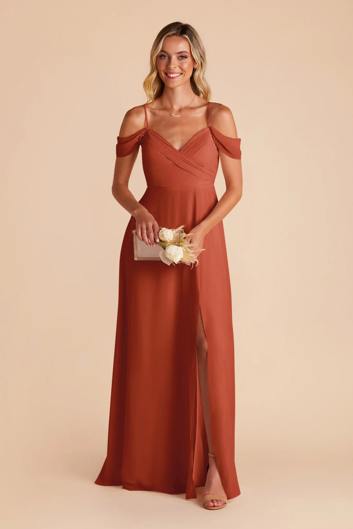 Spence Chiffon Dress With Slit - Auburn sold by Birdy Grey product image thumbnail 4