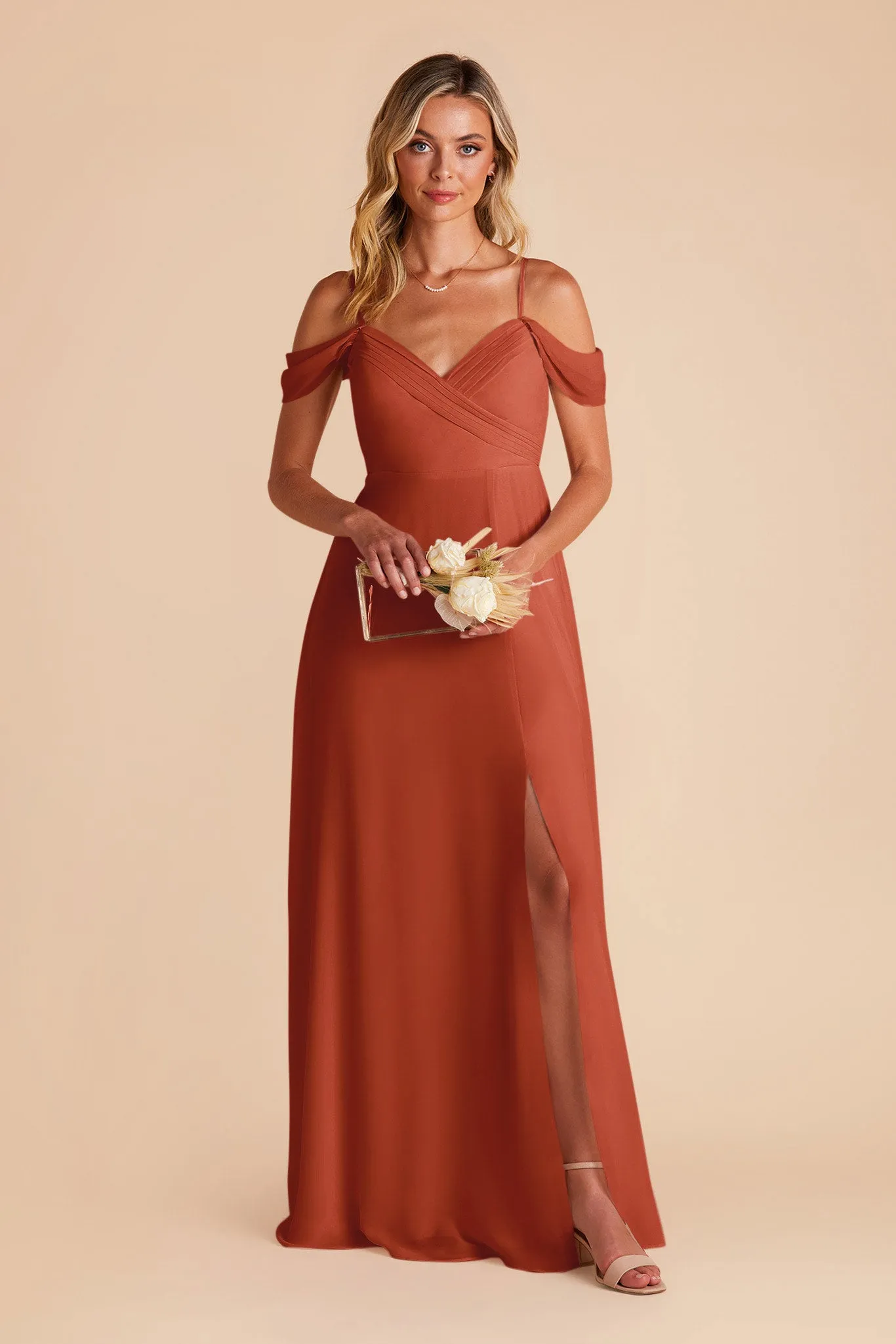 Spence Chiffon Dress With Slit - Auburn sold by Birdy Grey