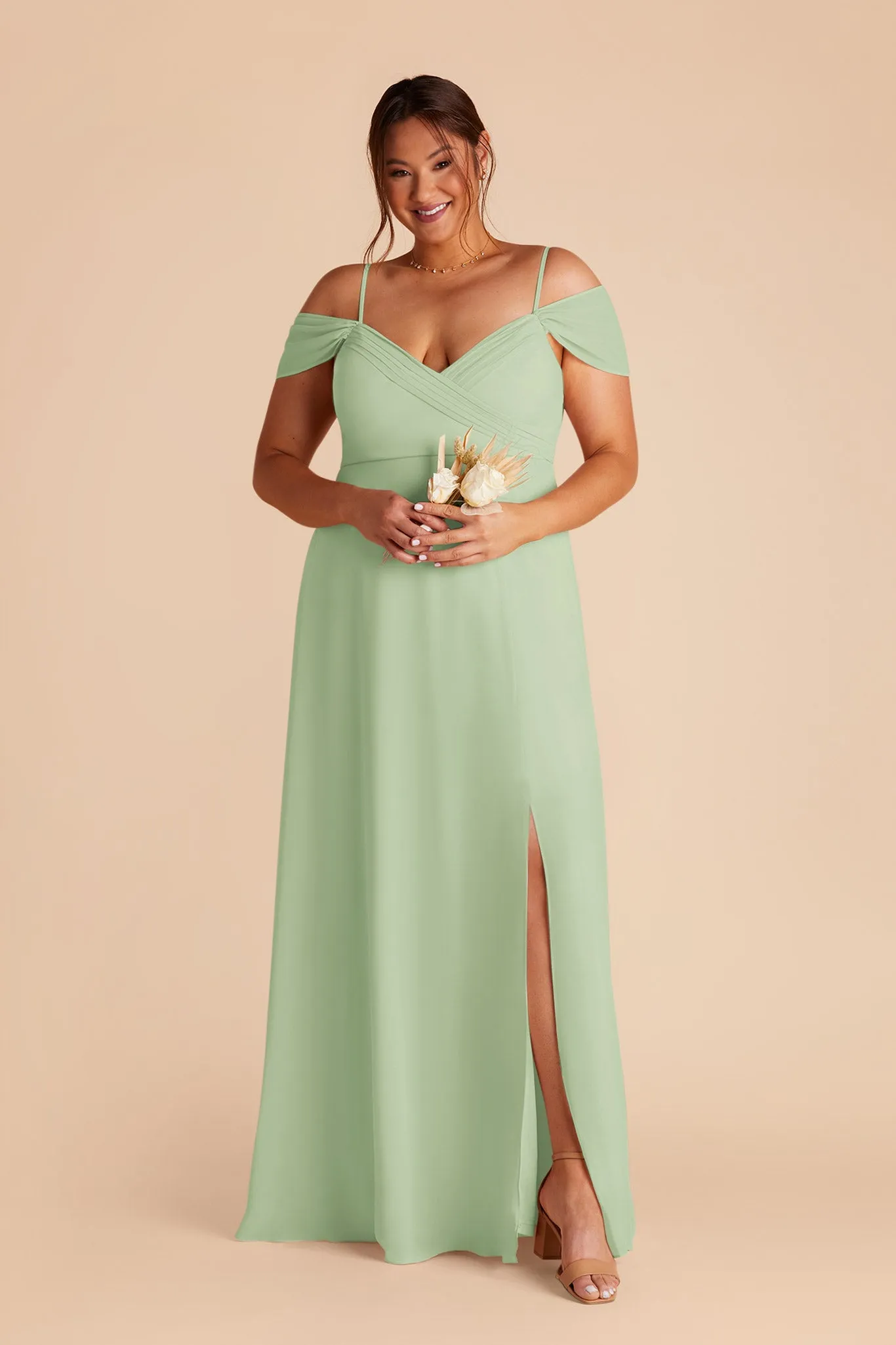 Spence Chiffon Dress With Slit - Pistachio sold by Birdy Grey product image thumbnail 2