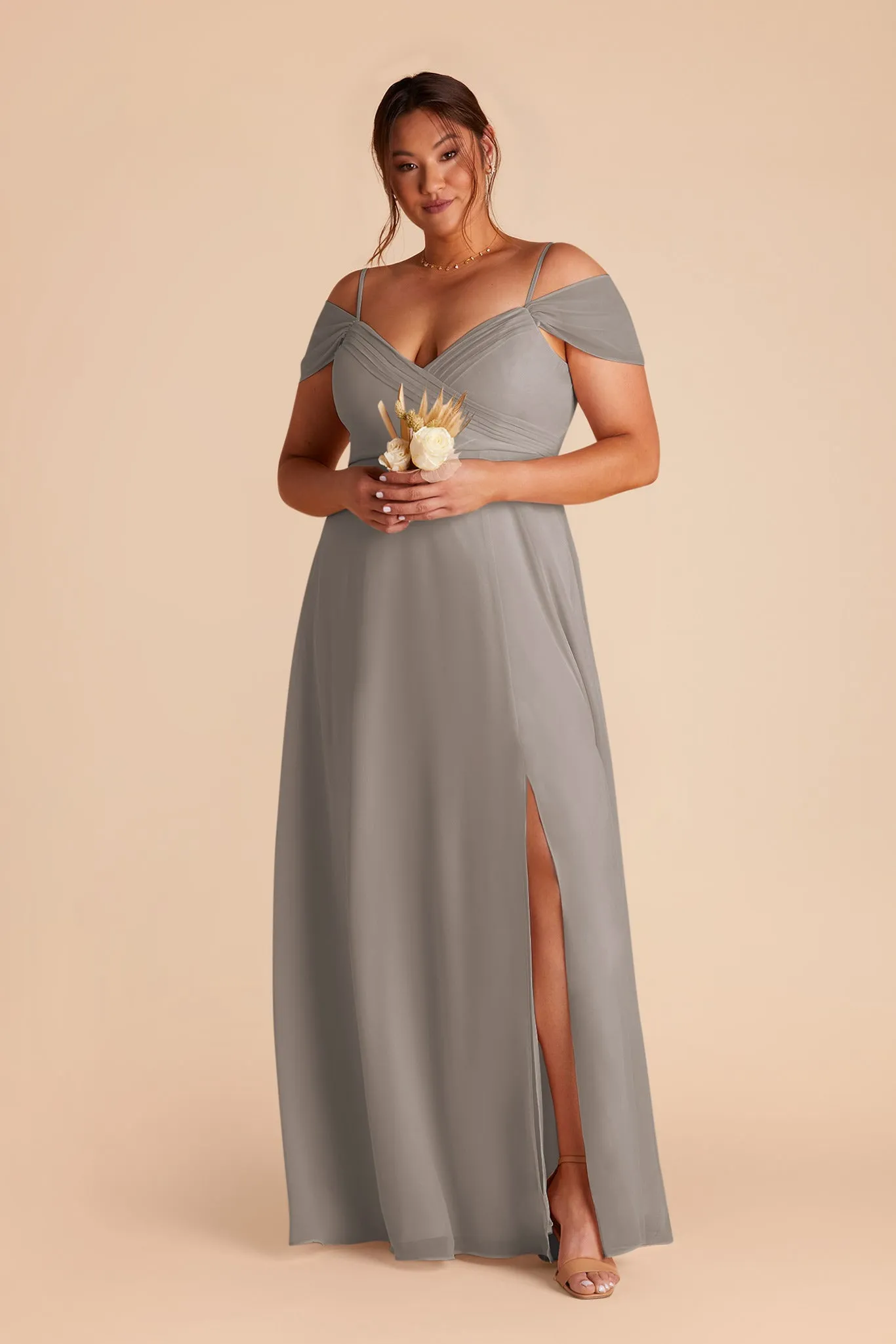 Spence Chiffon Dress With Slit - Silver sold by Birdy Grey product image thumbnail 2