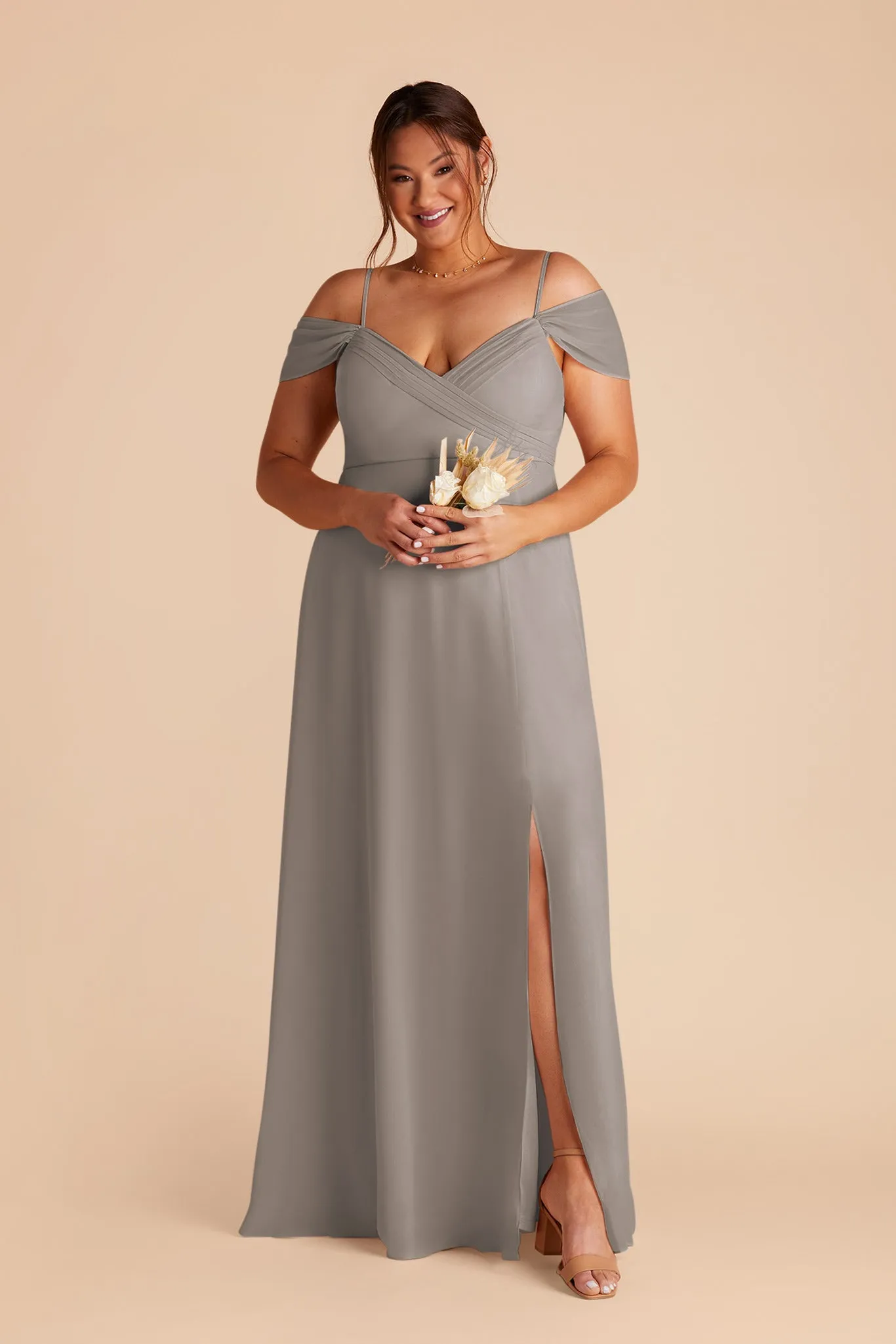 Spence Chiffon Dress With Slit - Silver sold by Birdy Grey product image thumbnail 5