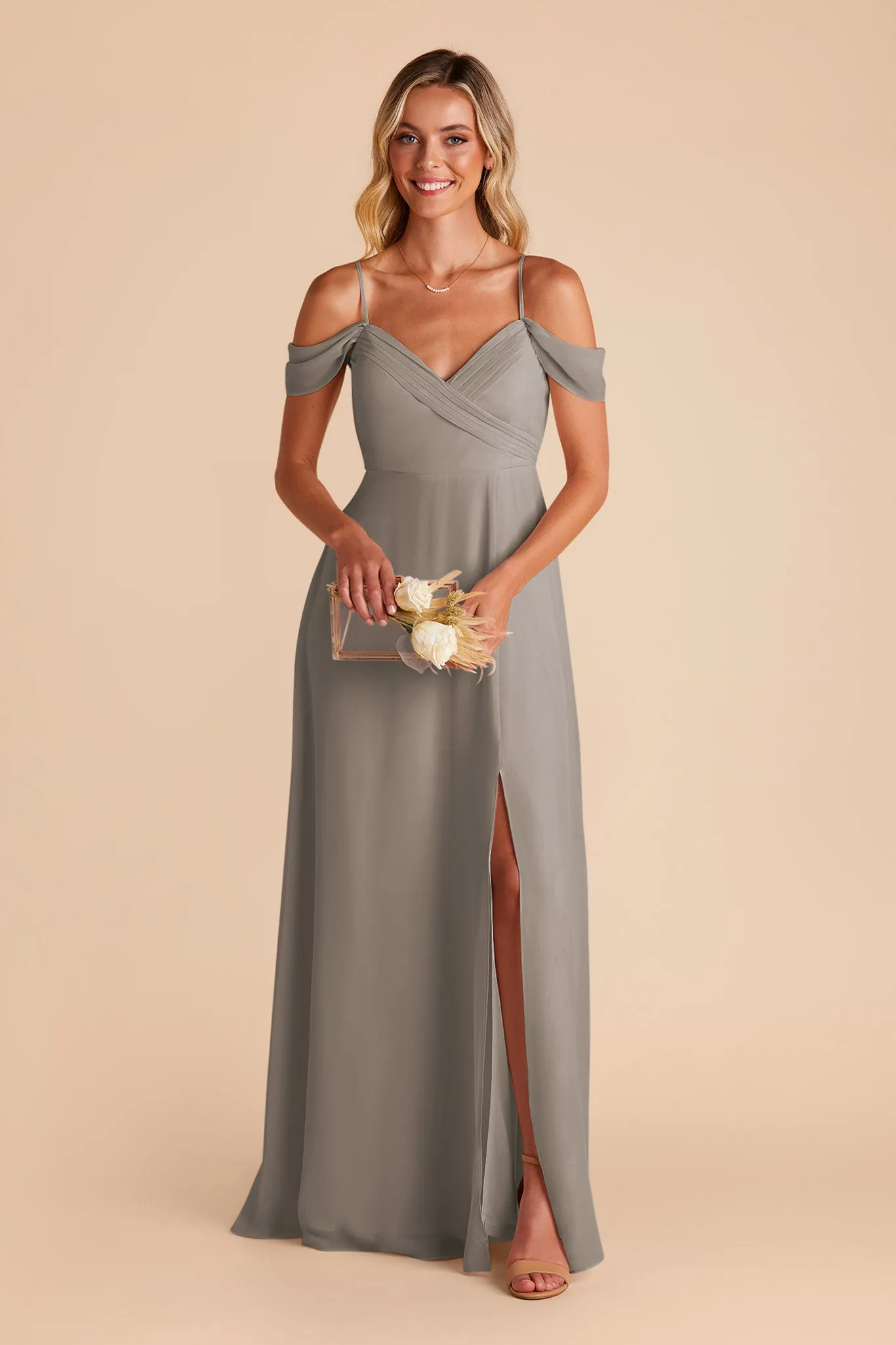 Spence Chiffon Dress With Slit - Silver sold by Birdy Grey product image thumbnail 4