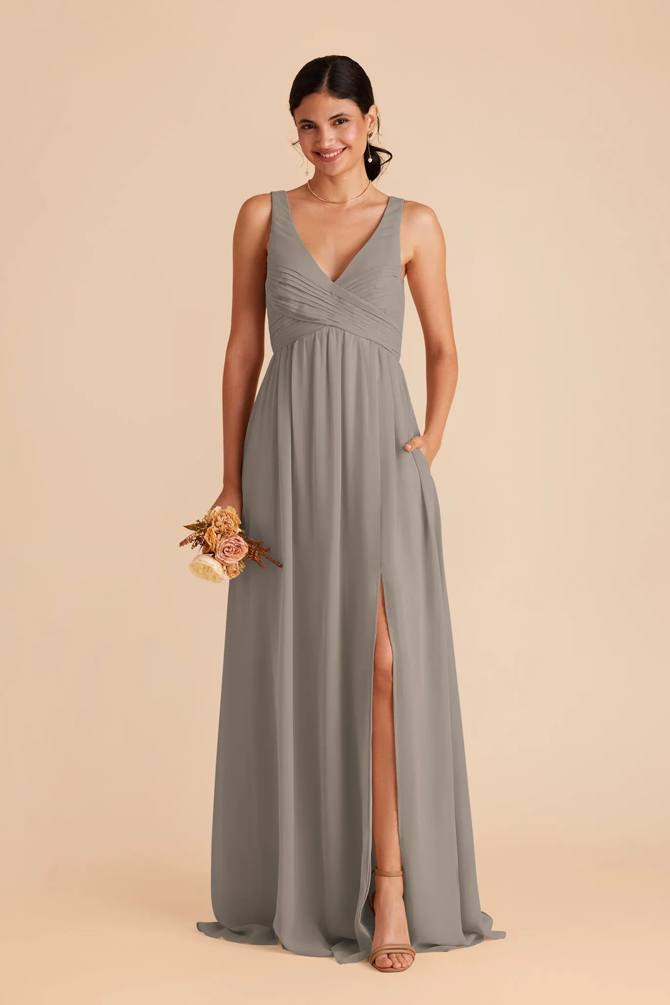 Laurie Chiffon Dress - Silver sold by Birdy Grey