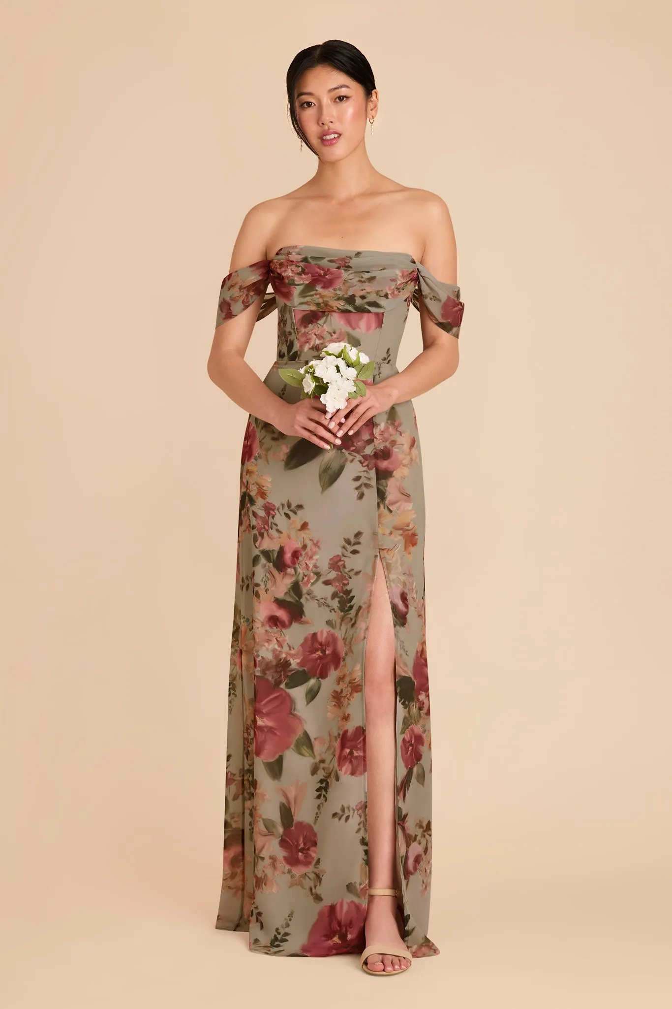 Mira Chiffon Dress - Silver Sage Painted Botanics sold by Birdy Grey product image thumbnail 4